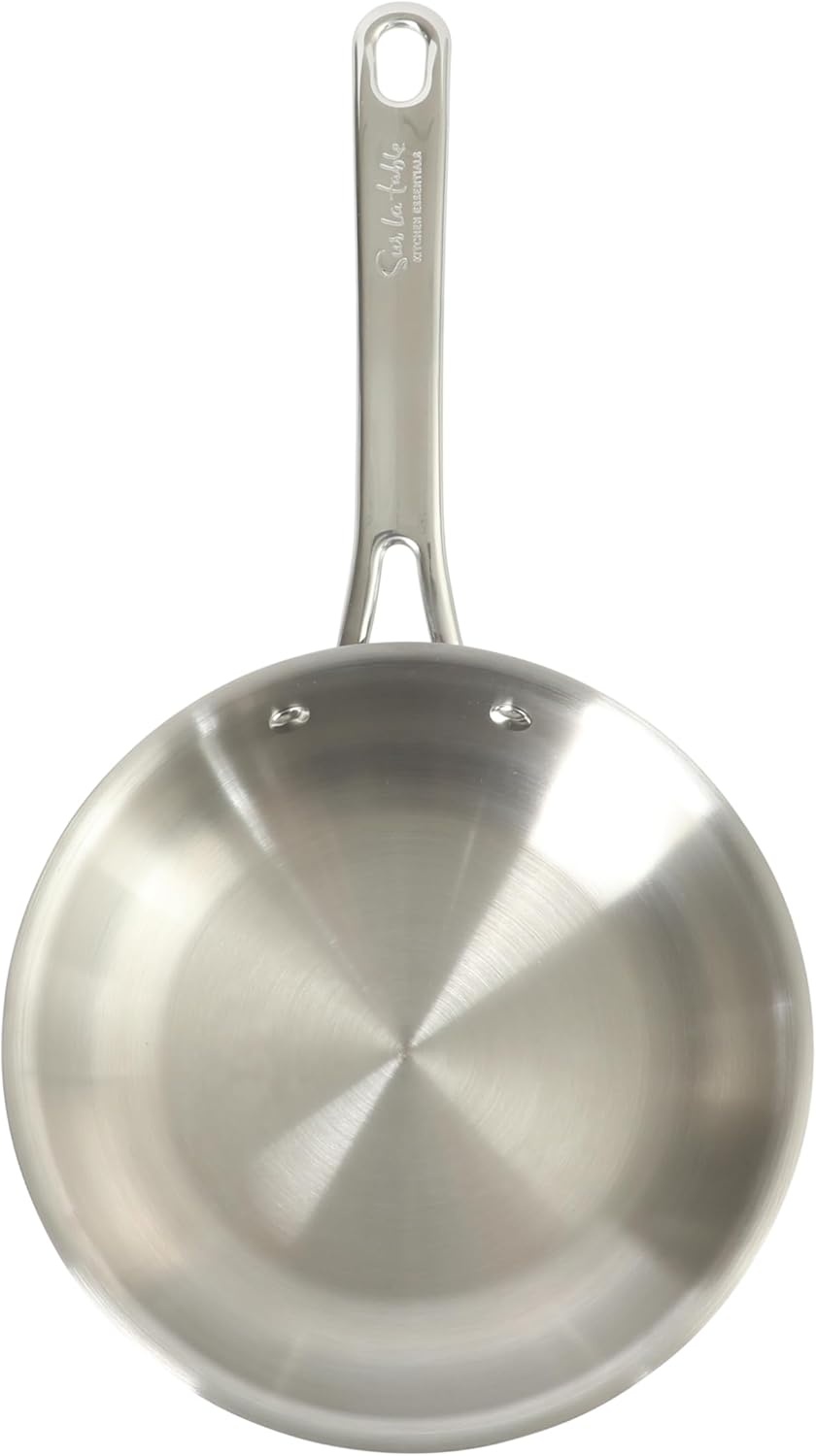 image:imageSur La Table Kitchen Essentials Chefs Deck 3Piece 53Quart Stainless Steel Dutch Oven with Steamer Insert amp Glass Lid Induction Ready TriPly Base Polished Finish amp Hollow StayCool HandlesStainless Steel