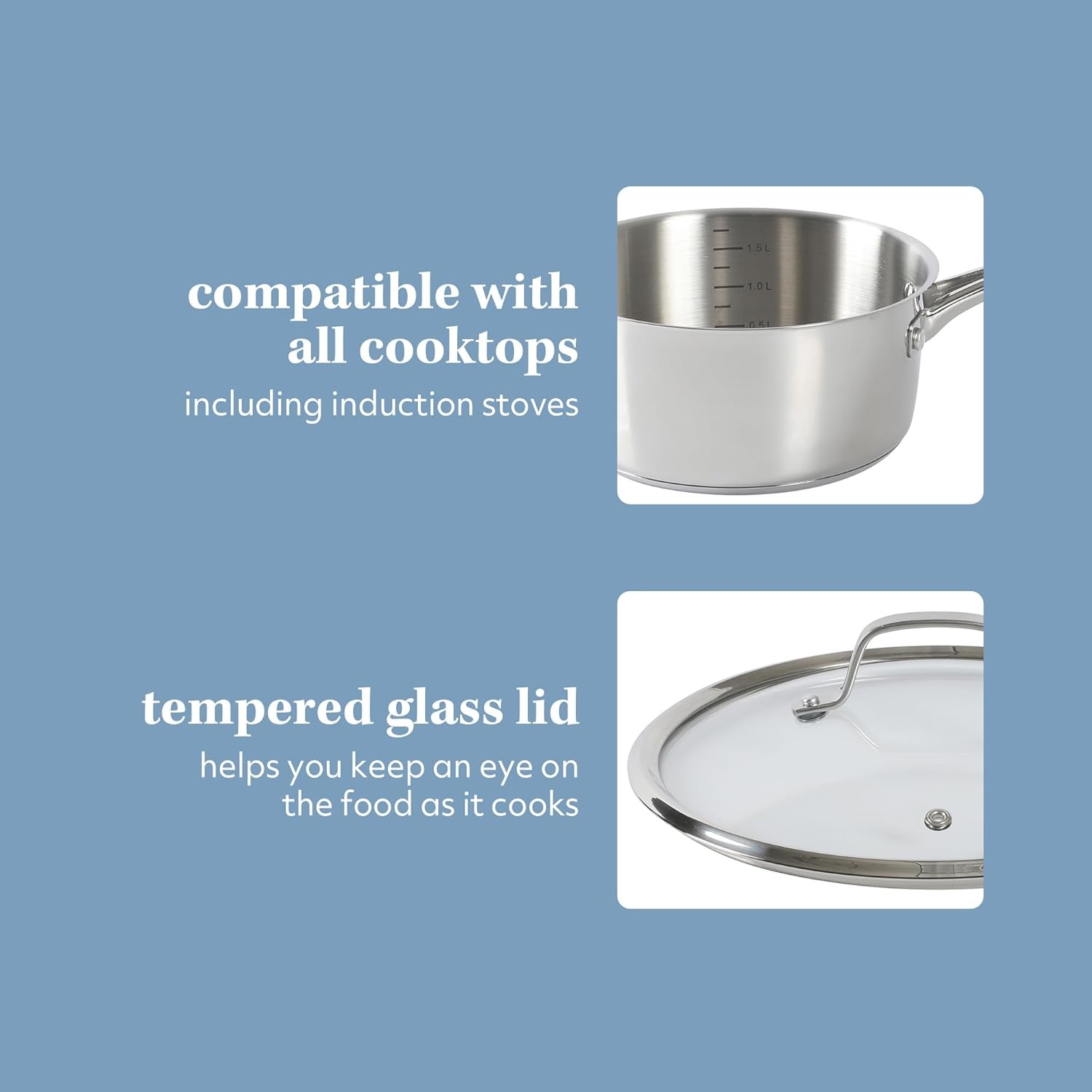 image:imageSur La Table Kitchen Essentials Chefs Deck 3Piece 53Quart Stainless Steel Dutch Oven with Steamer Insert amp Glass Lid Induction Ready TriPly Base Polished Finish amp Hollow StayCool HandlesStainless Steel