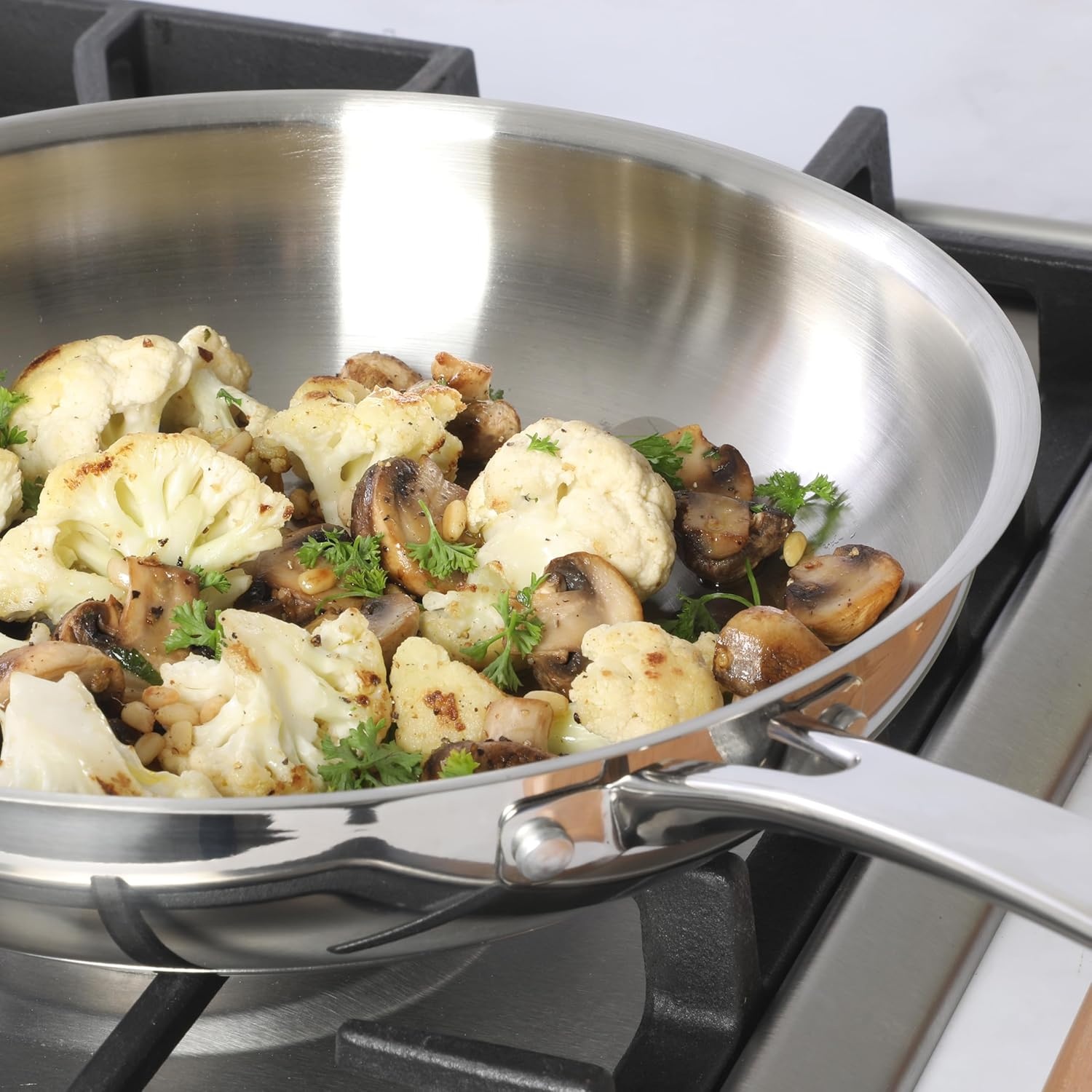 image:imageSur La Table Kitchen Essentials Chefs Deck 3Piece 53Quart Stainless Steel Dutch Oven with Steamer Insert amp Glass Lid Induction Ready TriPly Base Polished Finish amp Hollow StayCool HandlesStainless Steel