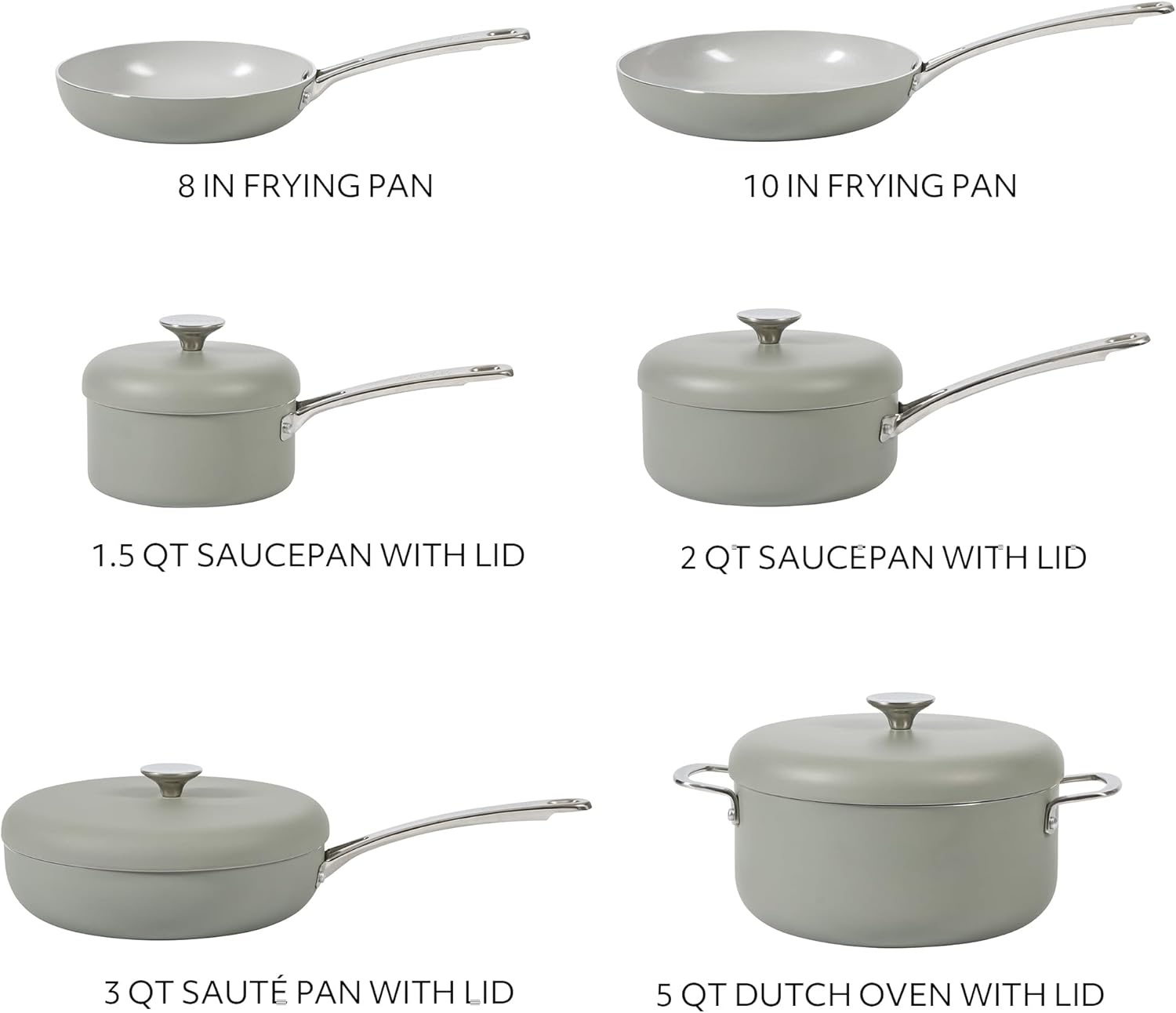 image:imageSur La Table Kitchen Essentials Potluck Porch 10 Inch Deep Frying Pan Skillet Aluminum PFA Free Ceramic Cookware Chefs Pan Omelet Pan Induction BlackGreen