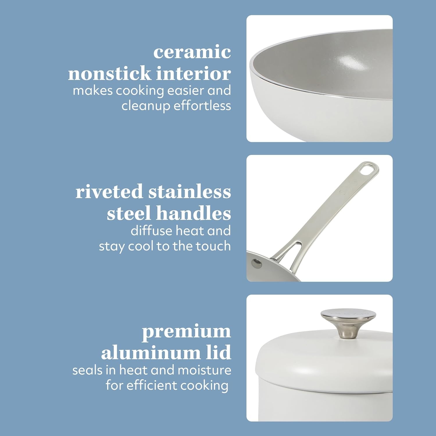 image:imageSur La Table Kitchen Essentials Potluck Porch 10 Inch Deep Frying Pan Skillet Aluminum PFA Free Ceramic Cookware Chefs Pan Omelet Pan Induction BlackLinen White