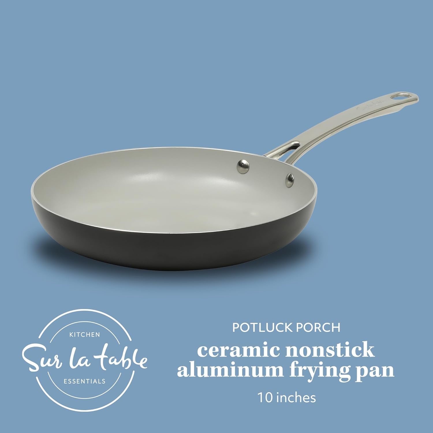 image:imageSur La Table Kitchen Essentials Potluck Porch 10 Inch Deep Frying Pan Skillet Aluminum PFA Free Ceramic Cookware Chefs Pan Omelet Pan Induction BlackBlack