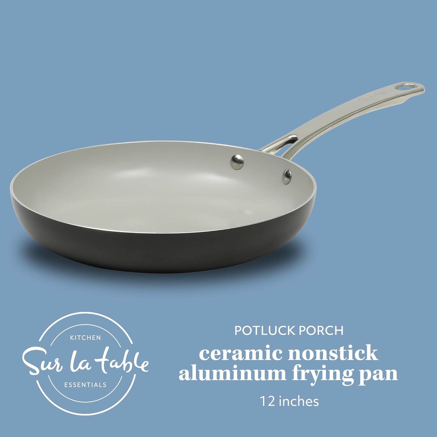 image:imageSur La Table Kitchen Essentials Potluck Porch 10 Inch Deep Frying Pan Skillet Aluminum PFA Free Ceramic Cookware Chefs Pan Omelet Pan Induction BlackBlack