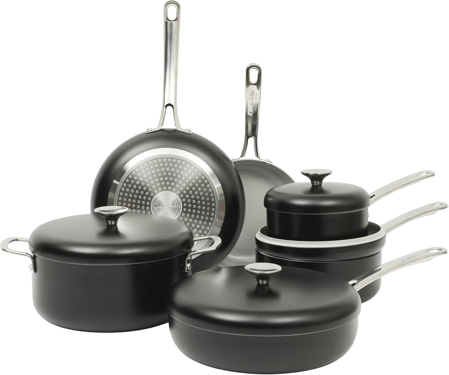 image:imageSur La Table Kitchen Essentials Potluck Porch 10 Inch Deep Frying Pan Skillet Aluminum PFA Free Ceramic Cookware Chefs Pan Omelet Pan Induction BlackBlack