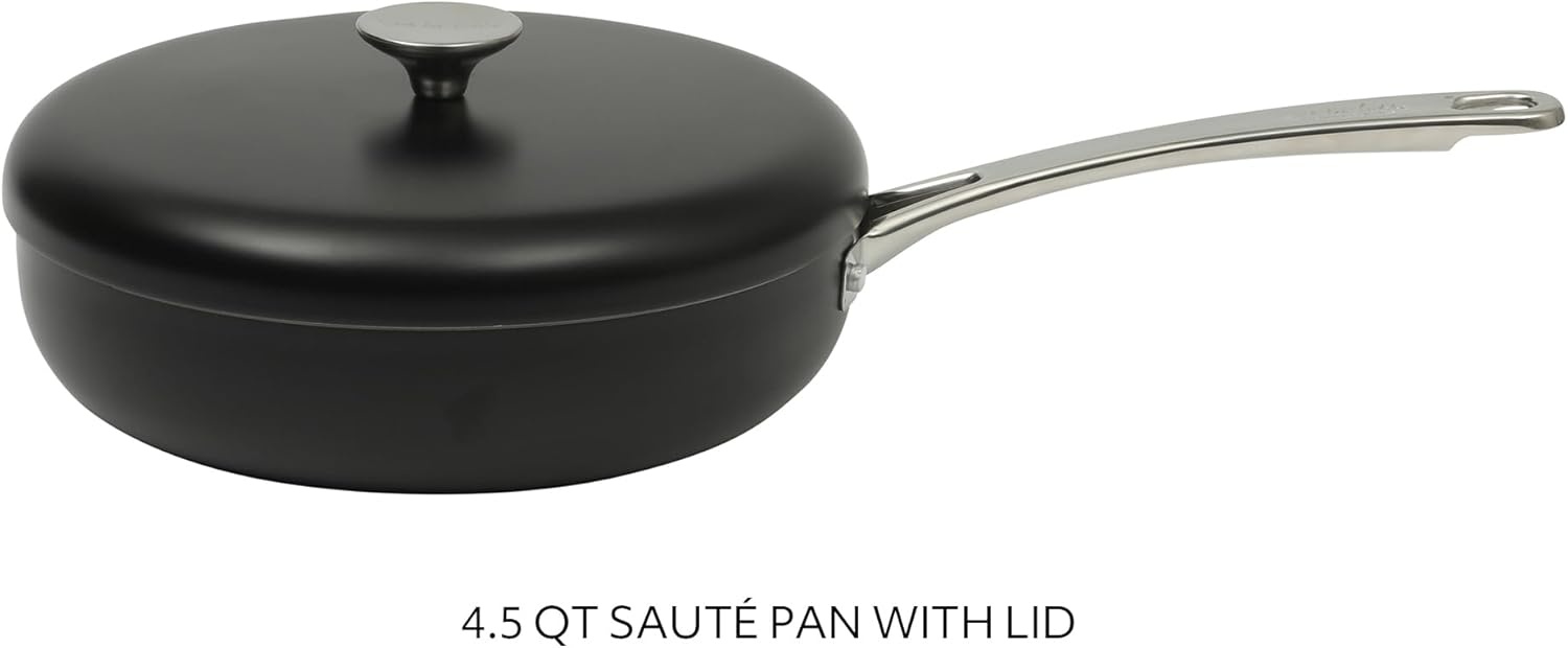 image:imageSur La Table Kitchen Essentials Potluck Porch 10 Inch Deep Frying Pan Skillet Aluminum PFA Free Ceramic Cookware Chefs Pan Omelet Pan Induction BlackBlack