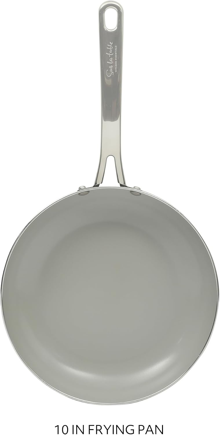 image:imageSur La Table Kitchen Essentials Potluck Porch 10 Inch Deep Frying Pan Skillet Aluminum PFA Free Ceramic Cookware Chefs Pan Omelet Pan Induction BlackBlack
