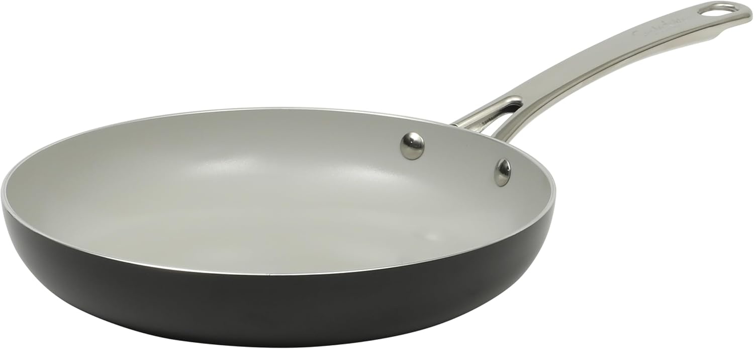 image:imageSur La Table Kitchen Essentials Potluck Porch 10 Inch Deep Frying Pan Skillet Aluminum PFA Free Ceramic Cookware Chefs Pan Omelet Pan Induction BlackBlack