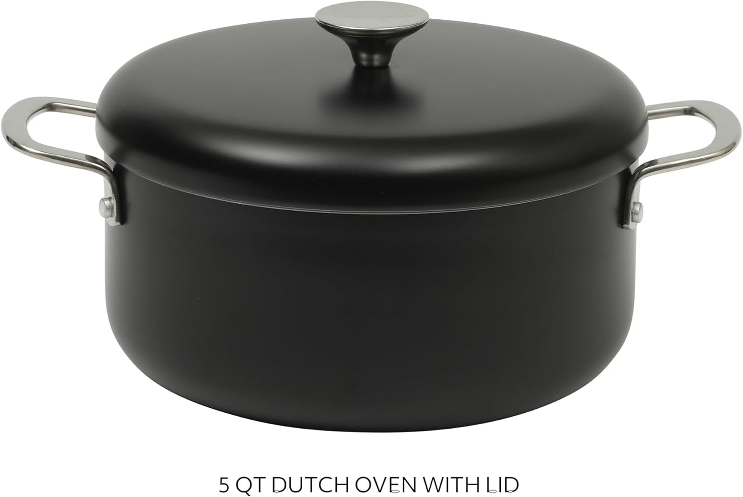 image:imageSur La Table Kitchen Essentials Potluck Porch 5 Quart Aluminum Dutch Oven Pot wAluminum Lid PFA FREE Ceramic Interior Cookware Pot Induction Black