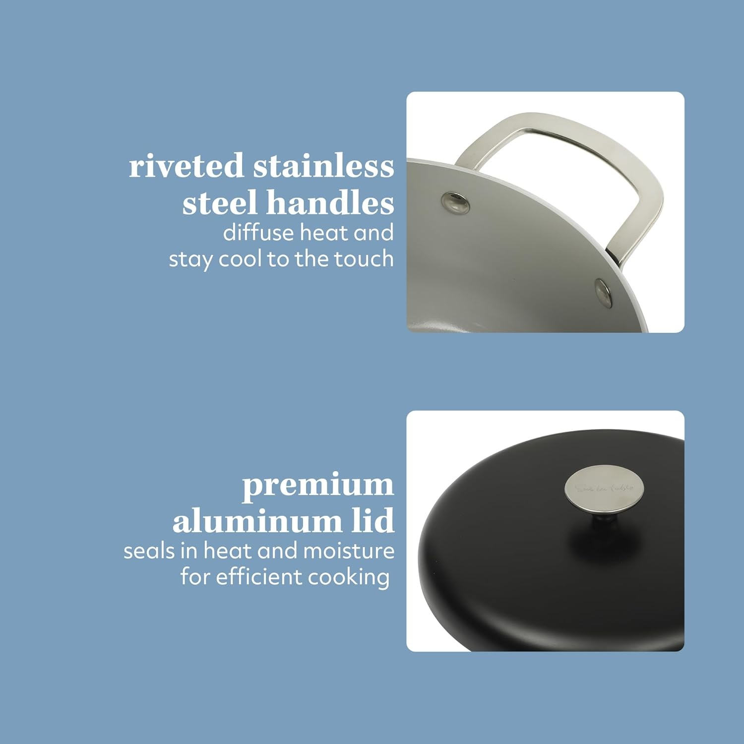 image:imageSur La Table Kitchen Essentials Potluck Porch 5 Quart Aluminum Dutch Oven Pot wAluminum Lid PFA FREE Ceramic Interior Cookware Pot Induction Black