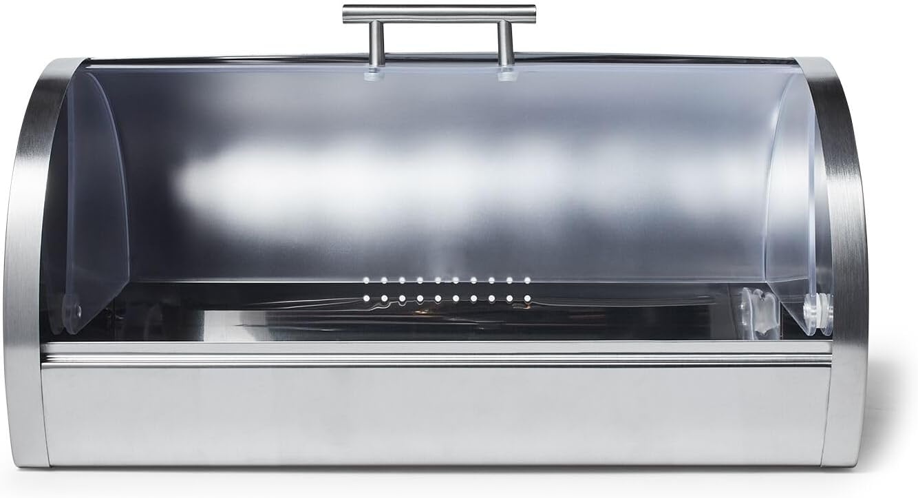 image:imageSur La Table Stainless Steel Bread Box 148 Countertop Holder for Loaves Bagels Cookies amp Baked Goods Sleek Storage with Lid Durable amp Easy to Clean