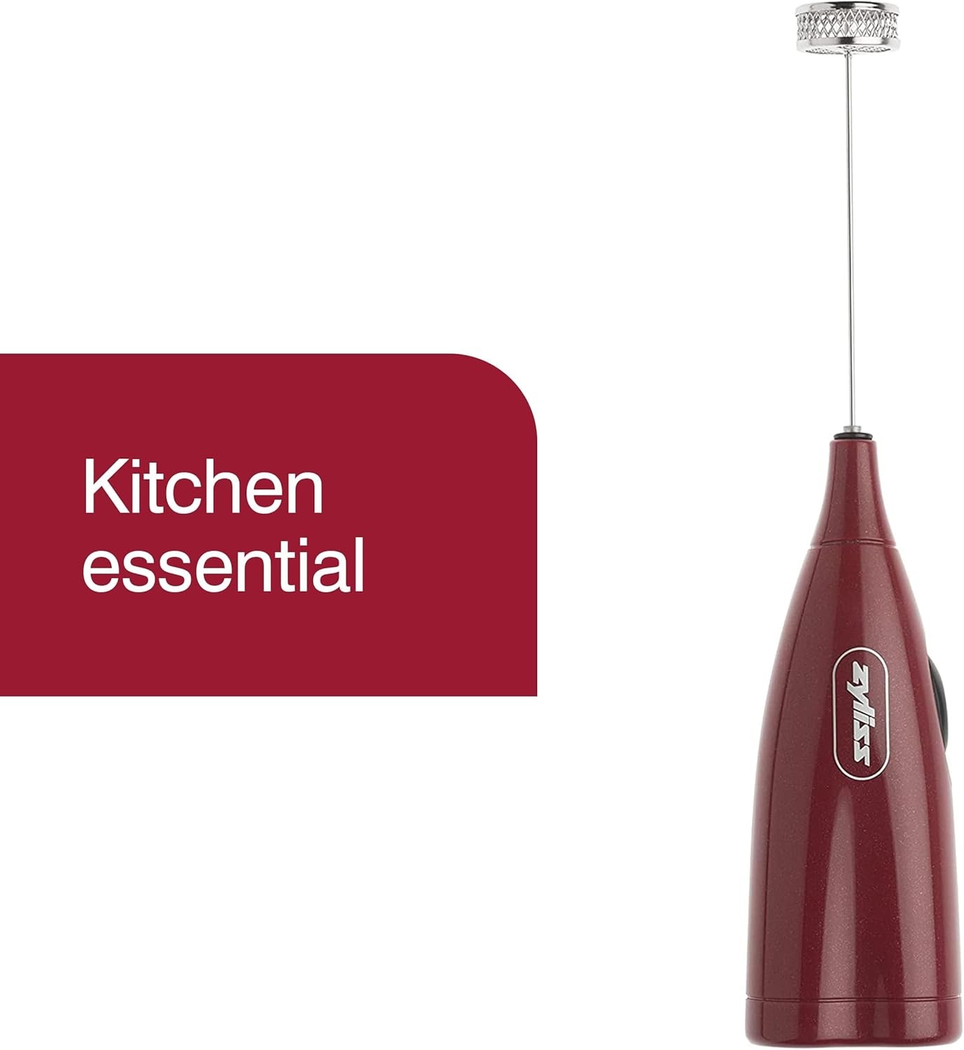 image:imageZyliss Handheld Electric Milk Frother Wand Versatile Drink Mixer Frother for Coffee Cappuccinos Lattes or Shakes for Perfect Foam Hot or Cold RedRed