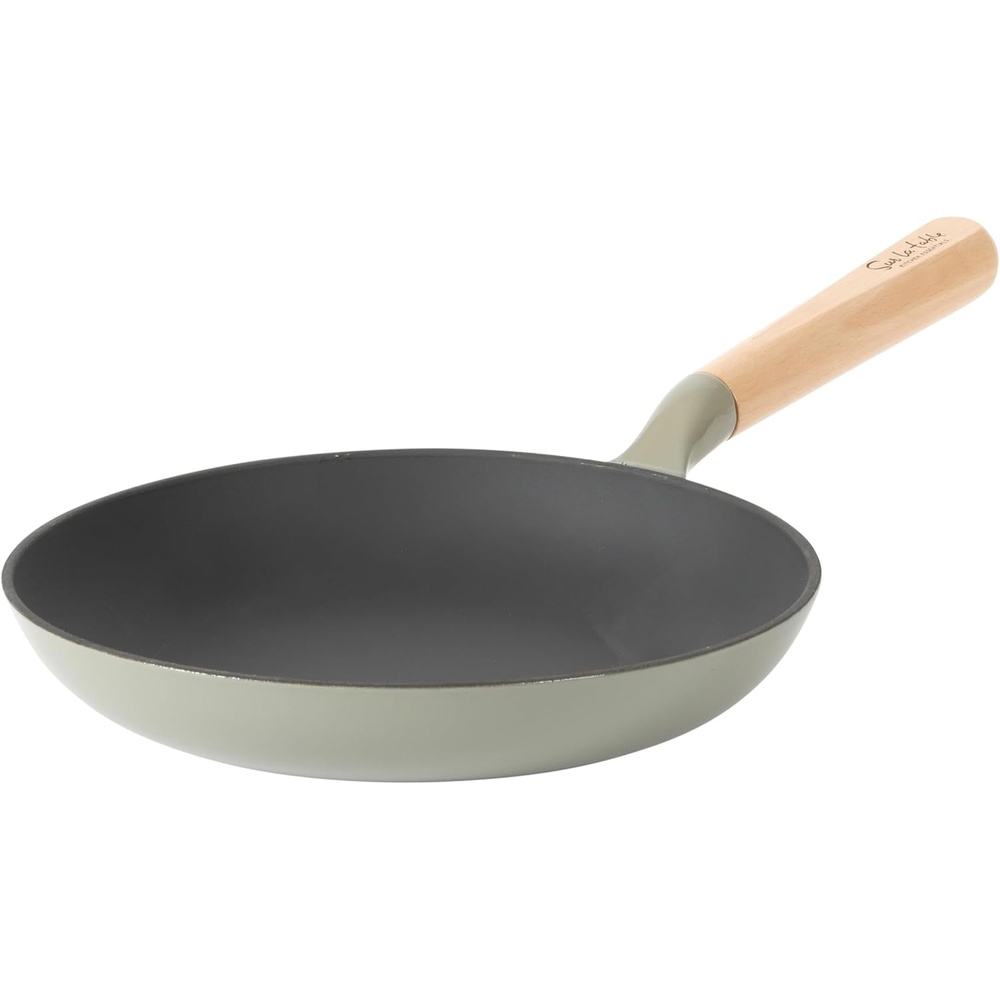 image:imageSur La Table Kitchen Essential Main Canteen 95 PreSeasoned Cast Iron Skillet wWood Handle Natural Nonstick Lightweight Frying Pan for Searing Sauting amp Everyday Cooking BlueJuniper Green Skillet