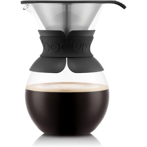image:imageBodum 34oz Pour Over Coffee Maker HighHeat Borosilicate Glass with Reusable Stainless Steel Filter and Double Wall Cork Grip  Made in PortugalBlack Band