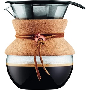 image:imageBodum 34oz Pour Over Coffee Maker HighHeat Borosilicate Glass with Reusable Stainless Steel Filter and Double Wall Cork Grip  Made in PortugalCork