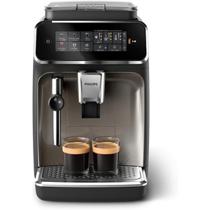 image:imagePhilips 3300 Series Fully Automatic Espresso Machine with integrated milk frother and grinder 5 Hot amp Iced Coffee PreSets 40 Quieter SilentBrew 15Bar Pressure Glossy Black EP332690Black Chrome