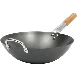 image:imageSUR LA TABLE Kitchen Essentials Quick Fire 135 Carbon Steel Flat Bottom Wok  Durable Nonstick Stir Fry Pan