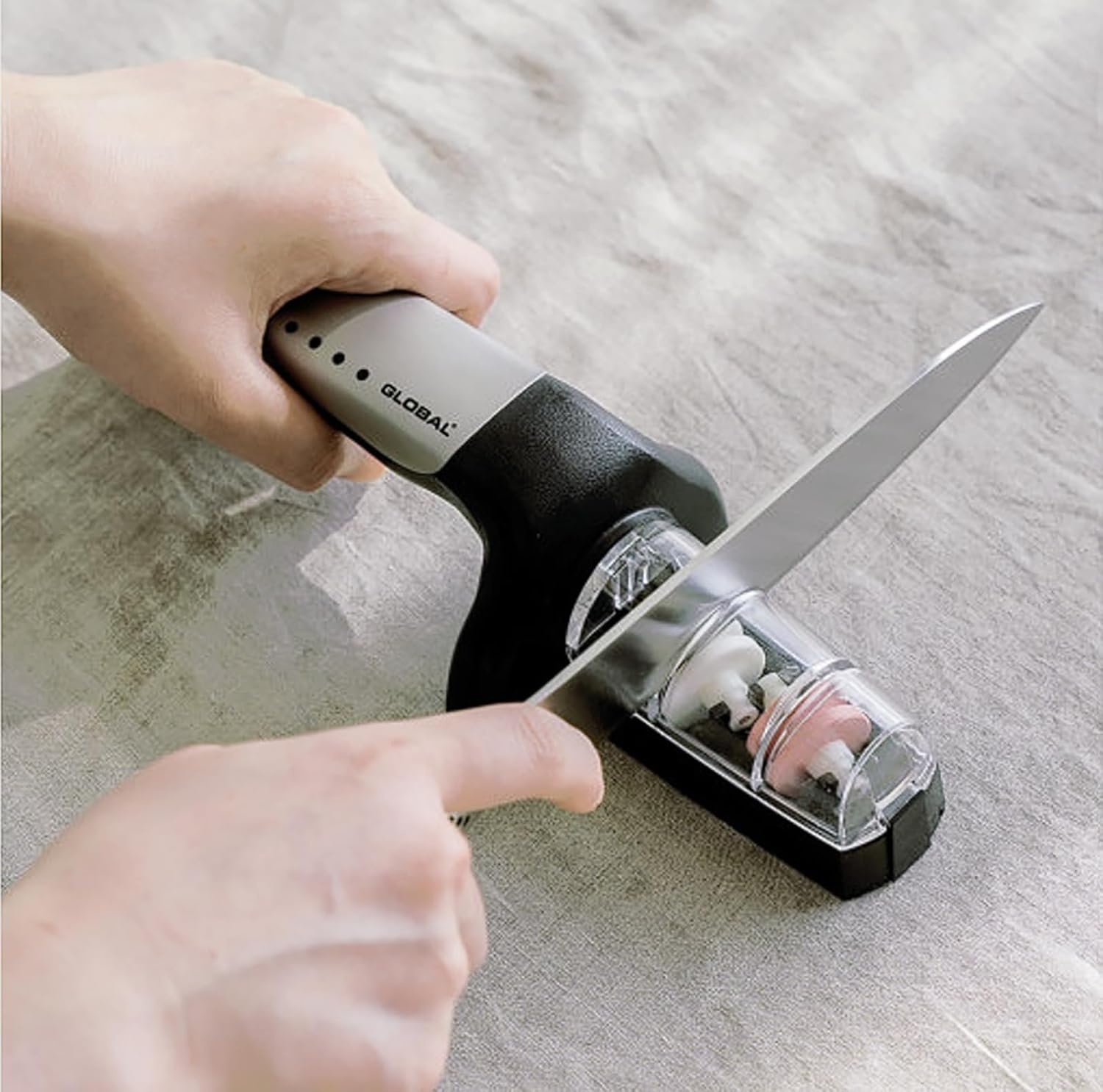 image:imageGlobal 2Stage Handheld Knife Sharpener Stainless Steel