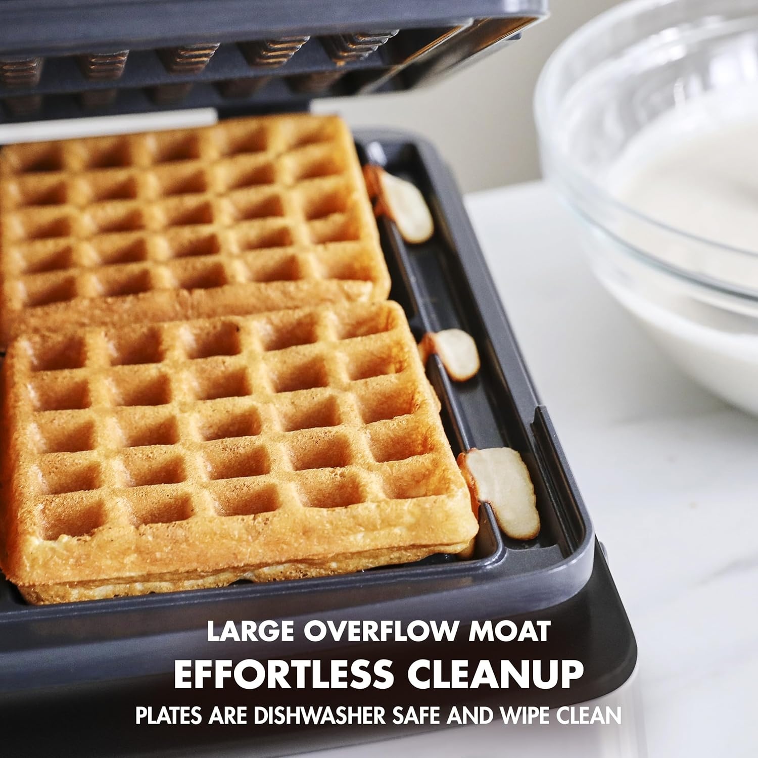 image:imageGreenPan Elite 4Square Belgian amp Classic Waffle MakerHealthy Ceramic Nonstick Dishwasher Safe Plates Adjustable ShadeCrunch Control Wont Overflow Easy Cleanup Breakfast PFASFree WhiteBlack