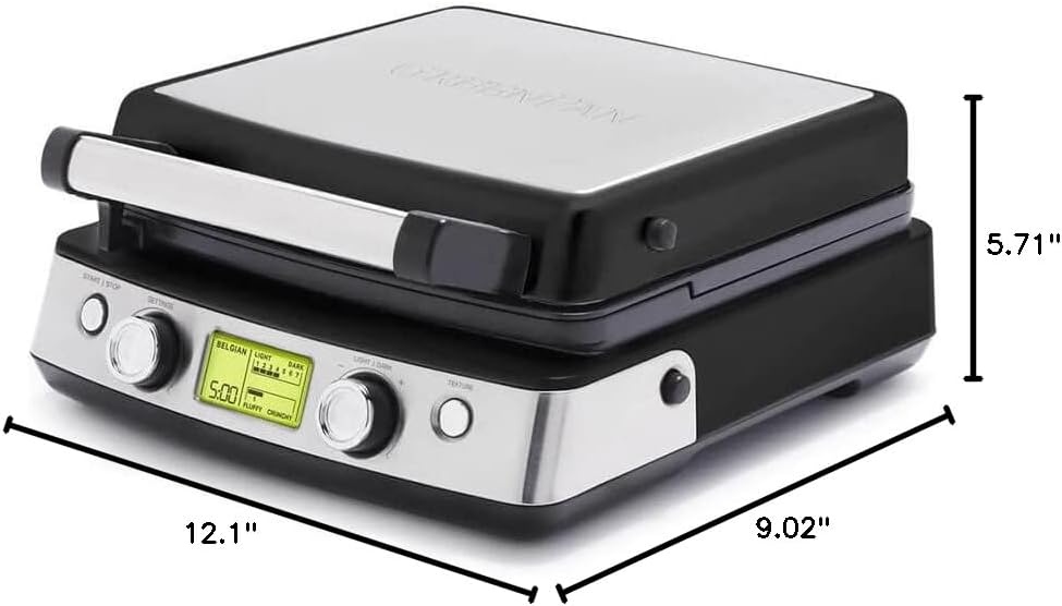 image:imageGreenPan Elite 4Square Belgian amp Classic Waffle MakerHealthy Ceramic Nonstick Dishwasher Safe Plates Adjustable ShadeCrunch Control Wont Overflow Easy Cleanup Breakfast PFASFree WhiteBlack
