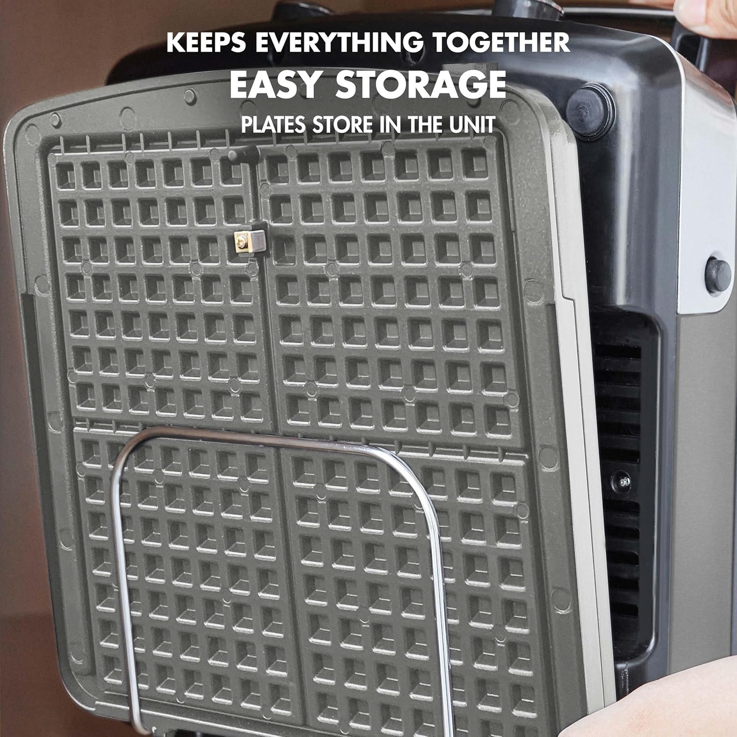 image:imageGreenPan Elite 4Square Belgian amp Classic Waffle MakerHealthy Ceramic Nonstick Dishwasher Safe Plates Adjustable ShadeCrunch Control Wont Overflow Easy Cleanup Breakfast PFASFree WhiteGraphite
