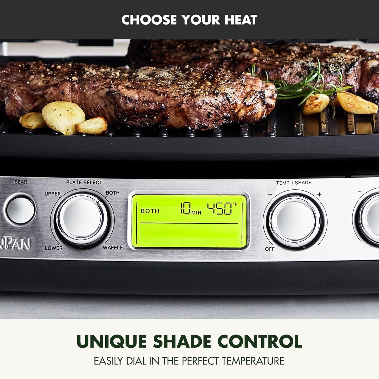 image:imageGreenPan Elite 7in1 MultiFunction Contact Grill amp Griddle Healthy Ceramic Nonstick Reversible Plates Adjustable Shade amp Shear Closed PressOpen Flat Surface PFASFree Cream WhiteBlack
