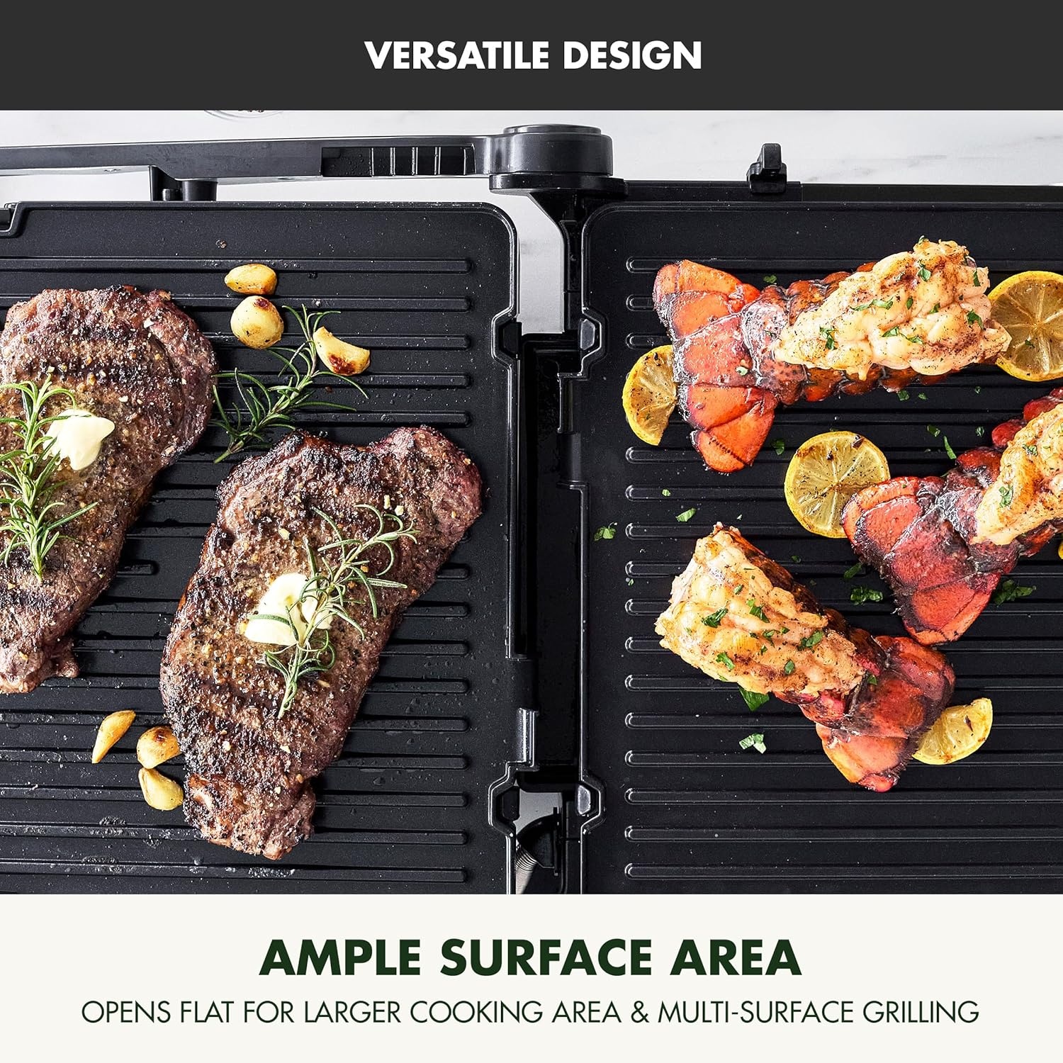 image:imageGreenPan Elite 7in1 MultiFunction Contact Grill amp Griddle Healthy Ceramic Nonstick Reversible Plates Adjustable Shade amp Shear Closed PressOpen Flat Surface PFASFree Cream WhiteBlack