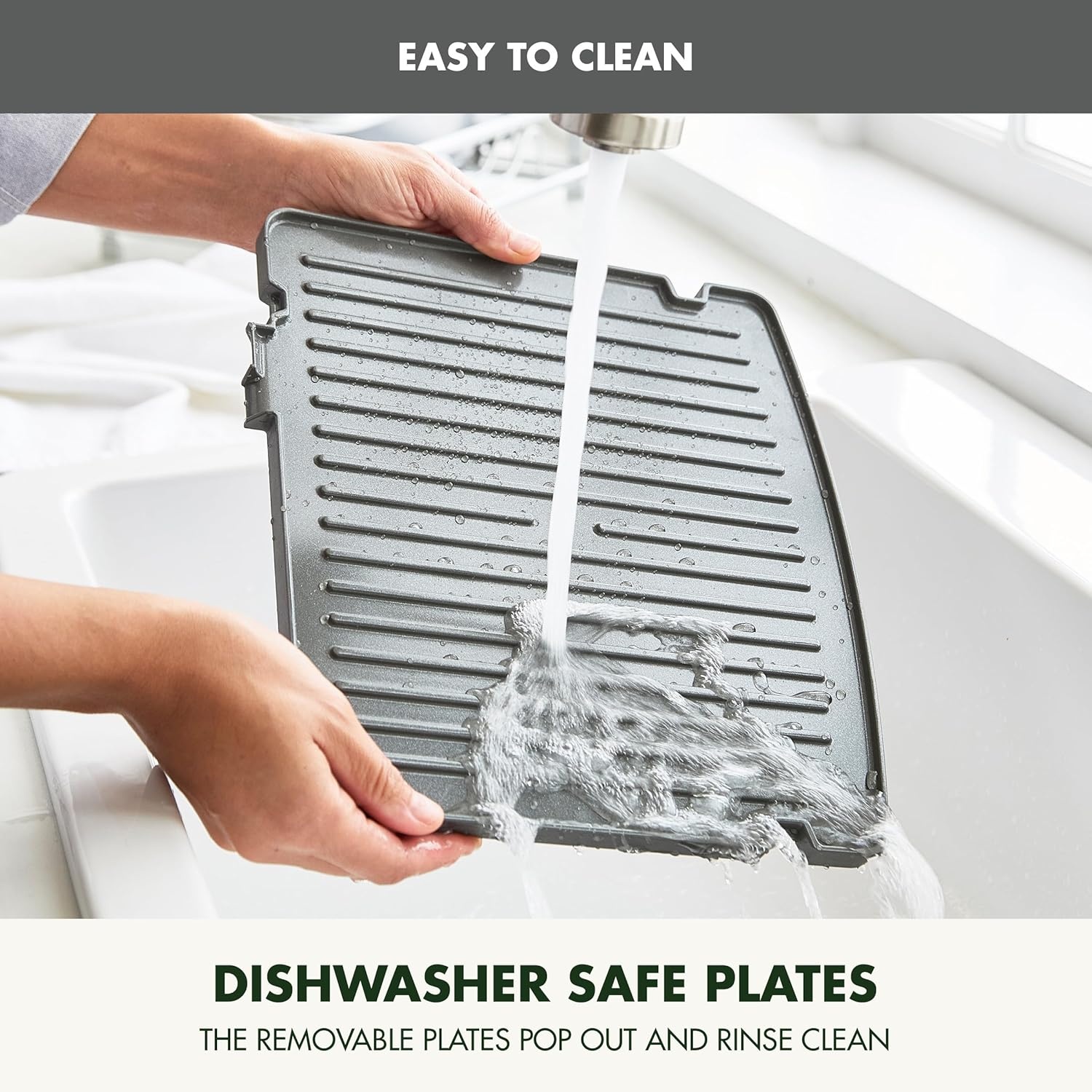 image:imageGreenPan Elite 7in1 MultiFunction Contact Grill amp Griddle Healthy Ceramic Nonstick Reversible Plates Adjustable Shade amp Shear Closed PressOpen Flat Surface PFASFree Cream WhiteGraphite