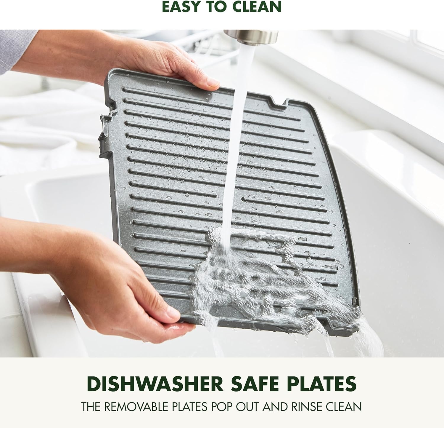 image:imageGreenPan Elite 7in1 MultiFunction Contact Grill amp Griddle Healthy Ceramic Nonstick Reversible Plates Adjustable Shade amp Shear Closed PressOpen Flat Surface PFASFree Cream WhiteCream White