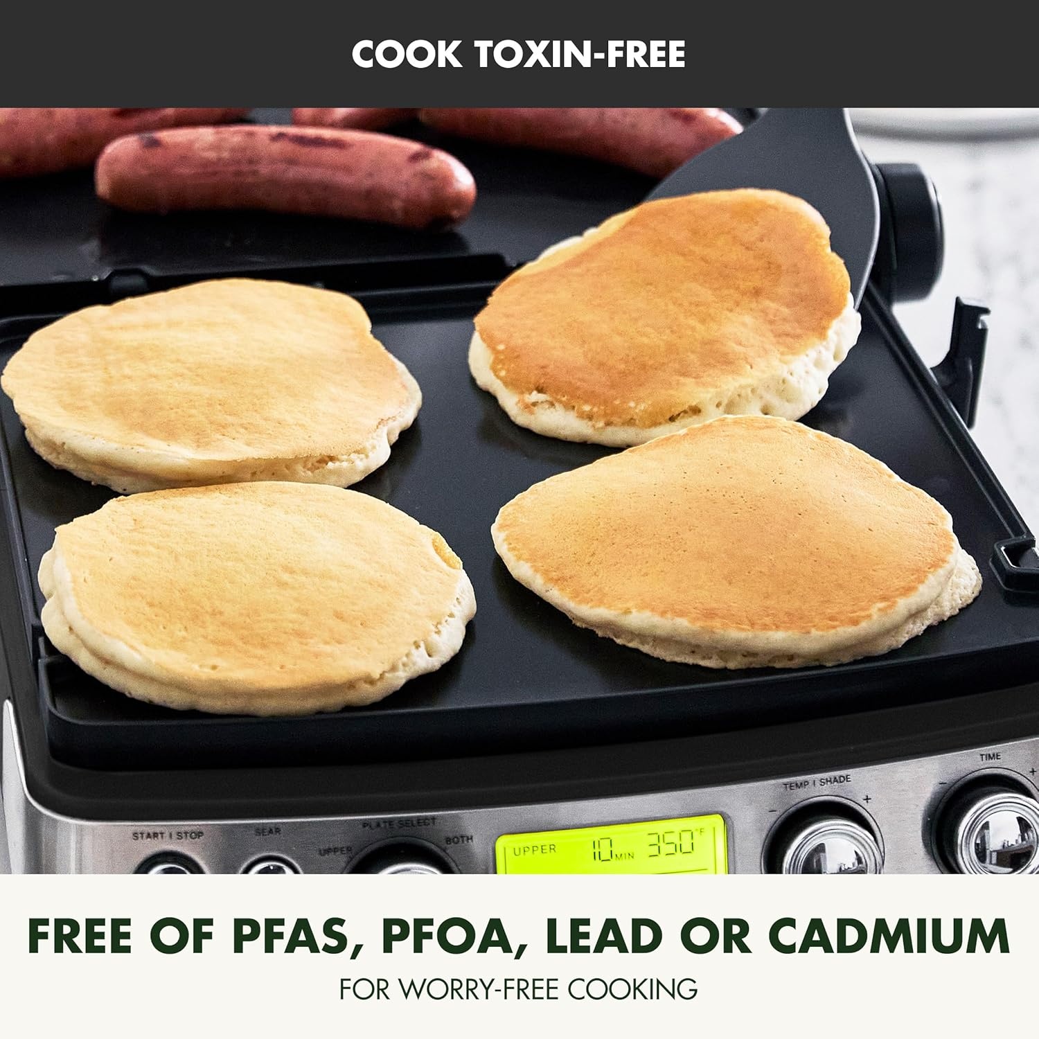 image:imageGreenPan Elite 7in1 MultiFunction Contact Grill amp Griddle Healthy Ceramic Nonstick Reversible Plates Adjustable Shade amp Shear Closed PressOpen Flat Surface PFASFree Cream WhiteBlack