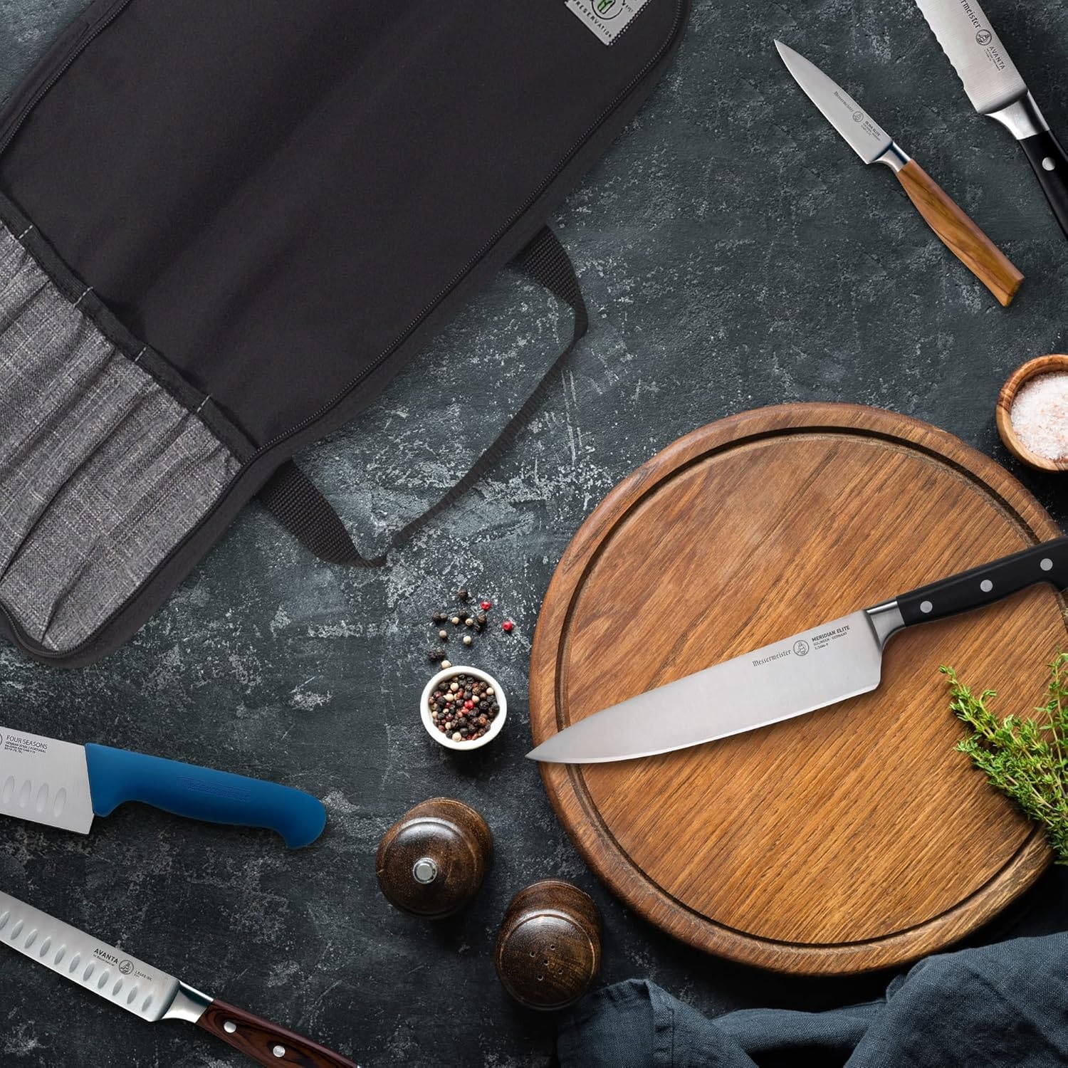 image:imageMessermeister Preservation 5Pocket Knife Luggage Black 5 Elasticized Reinforced Pockets for Culinary Tools Holds Up to 18 Knife Made From 100 Recycled Water Bottles