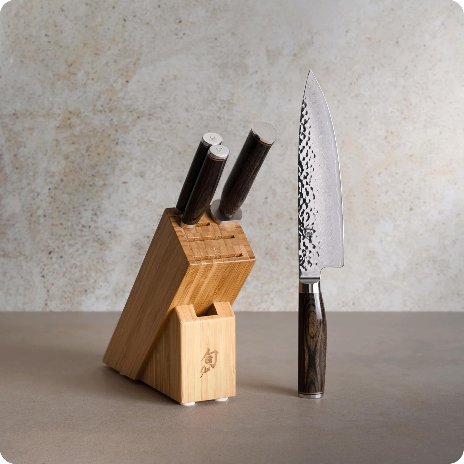 image:imageShun Premier Blonde 5 Piece Starter Block Set Includes 8 Chefs 4 Paring 65 Utility Knives Honing Steel amp Bamboo Knife Block Handcrafted Japanese Knife Set Pakkawood HandlesBrown