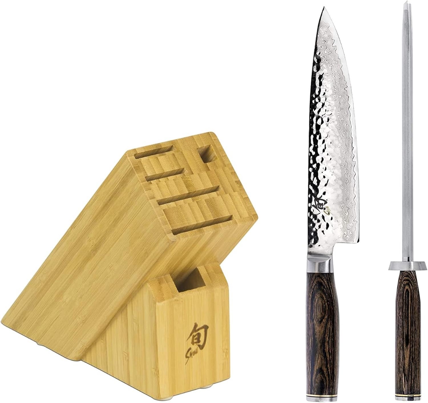 image:imageShun Premier Blonde 5 Piece Starter Block Set Includes 8 Chefs 4 Paring 65 Utility Knives Honing Steel amp Bamboo Knife Block Handcrafted Japanese Knife Set Pakkawood HandlesBrown