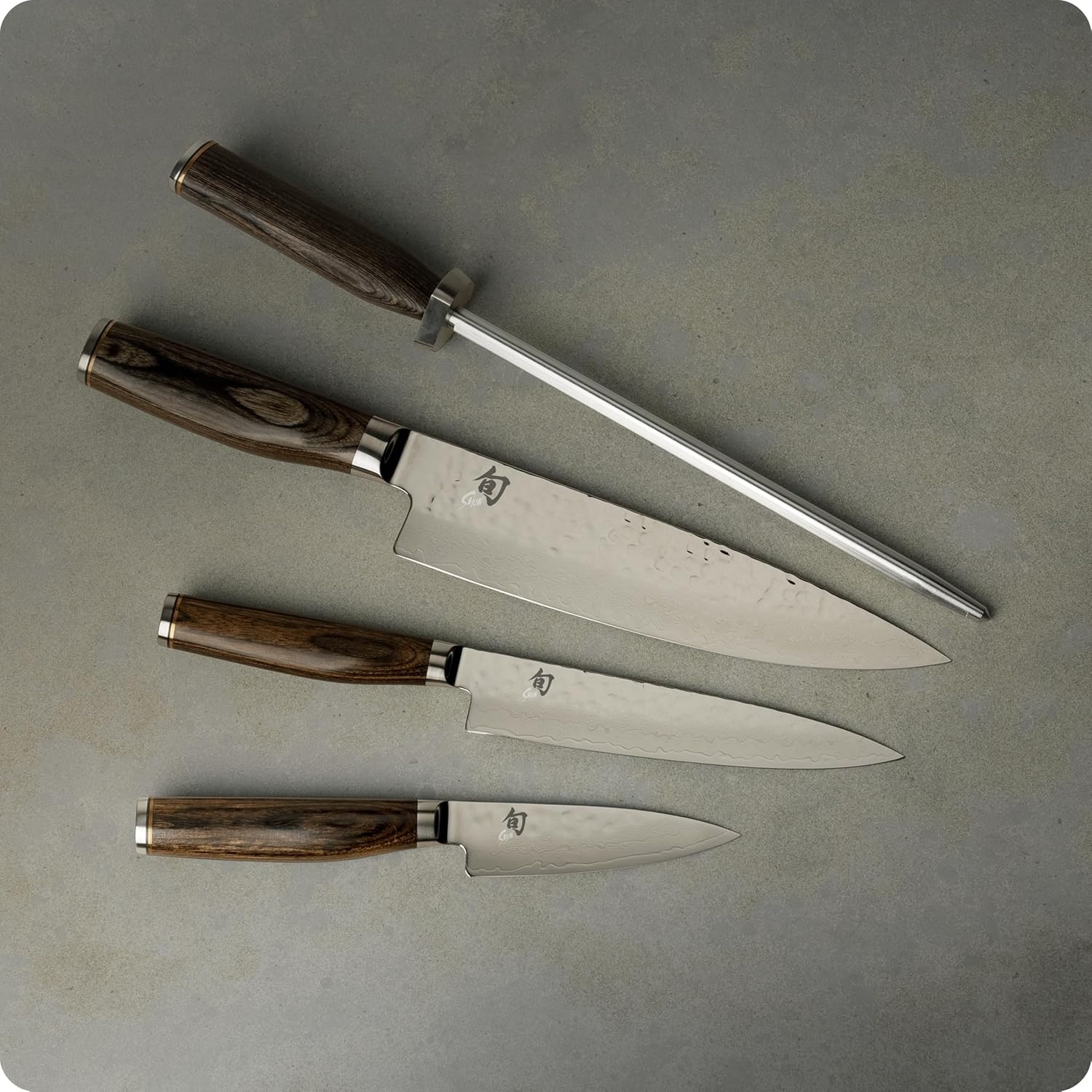 image:imageShun Premier Blonde 5 Piece Starter Block Set Includes 8 Chefs 4 Paring 65 Utility Knives Honing Steel amp Bamboo Knife Block Handcrafted Japanese Knife Set Pakkawood HandlesBrown