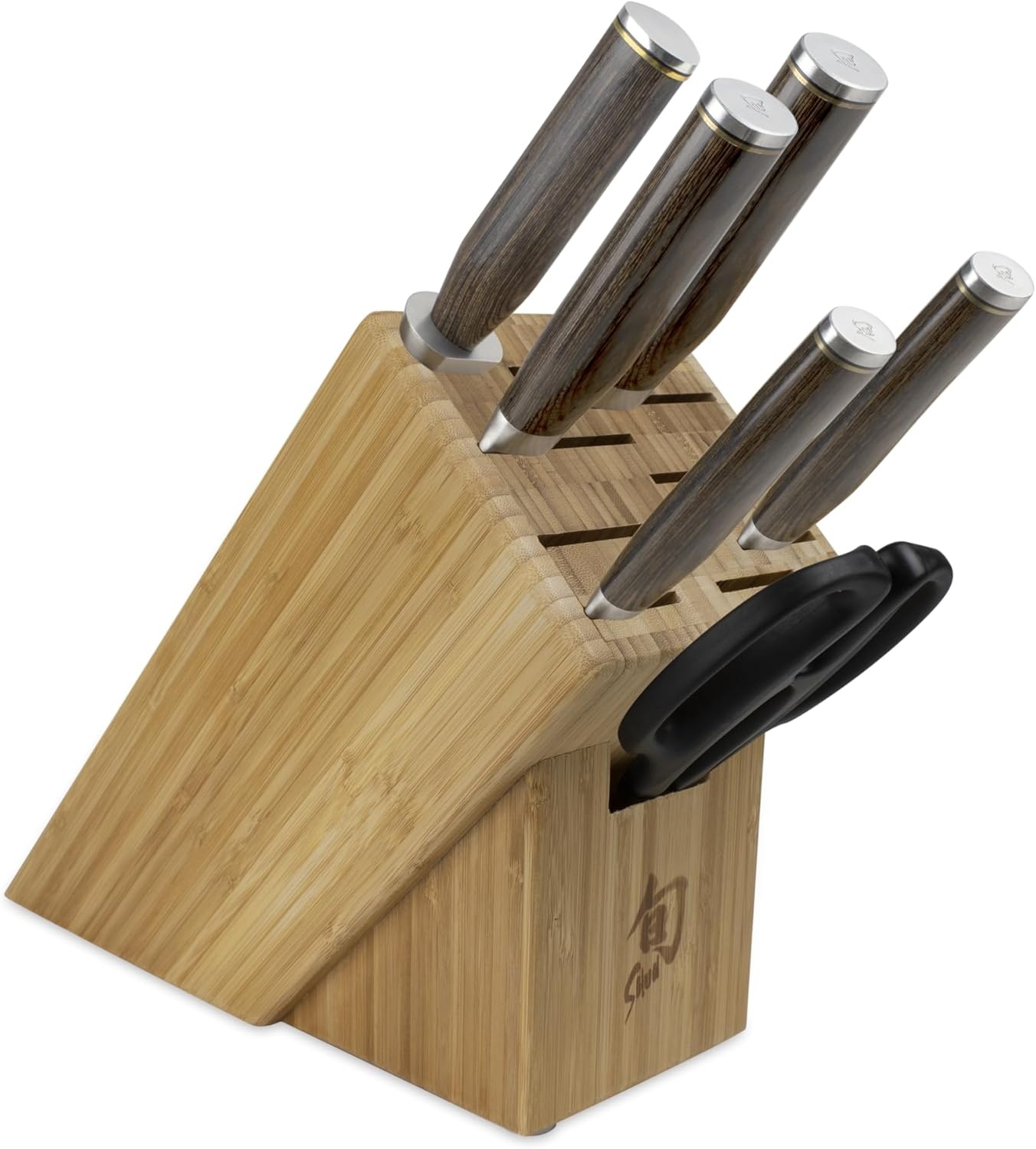 image:imageShun Premier Blonde 5 Piece Starter Block Set Includes 8 Chefs 4 Paring 65 Utility Knives Honing Steel amp Bamboo Knife Block Handcrafted Japanese Knife Set Pakkawood HandlesBrown
