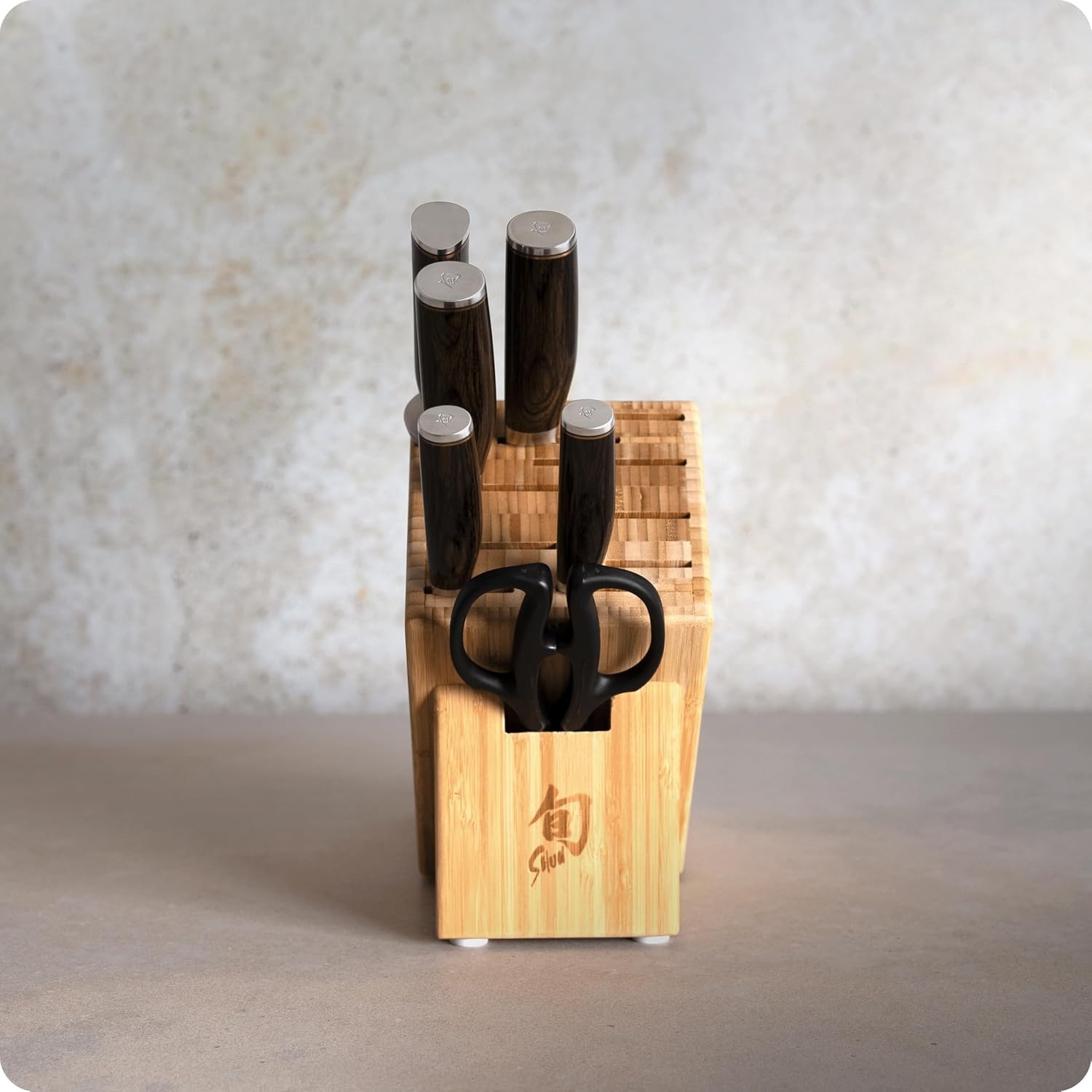 image:imageShun Premier Blonde 5 Piece Starter Block Set Includes 8 Chefs 4 Paring 65 Utility Knives Honing Steel amp Bamboo Knife Block Handcrafted Japanese Knife Set Pakkawood HandlesBrown