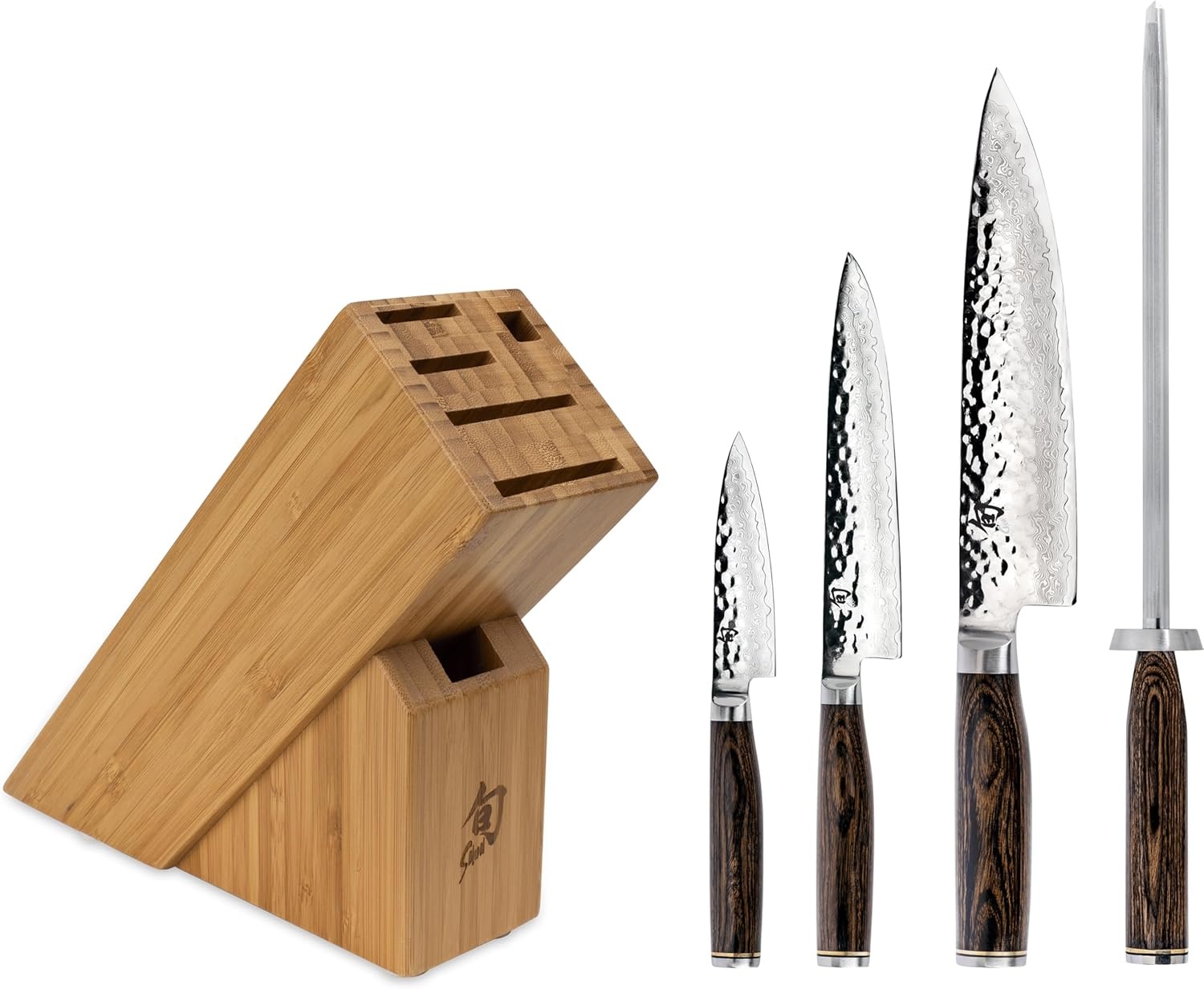 image:imageShun Premier Blonde 5 Piece Starter Block Set Includes 8 Chefs 4 Paring 65 Utility Knives Honing Steel amp Bamboo Knife Block Handcrafted Japanese Knife Set Pakkawood HandlesBrown