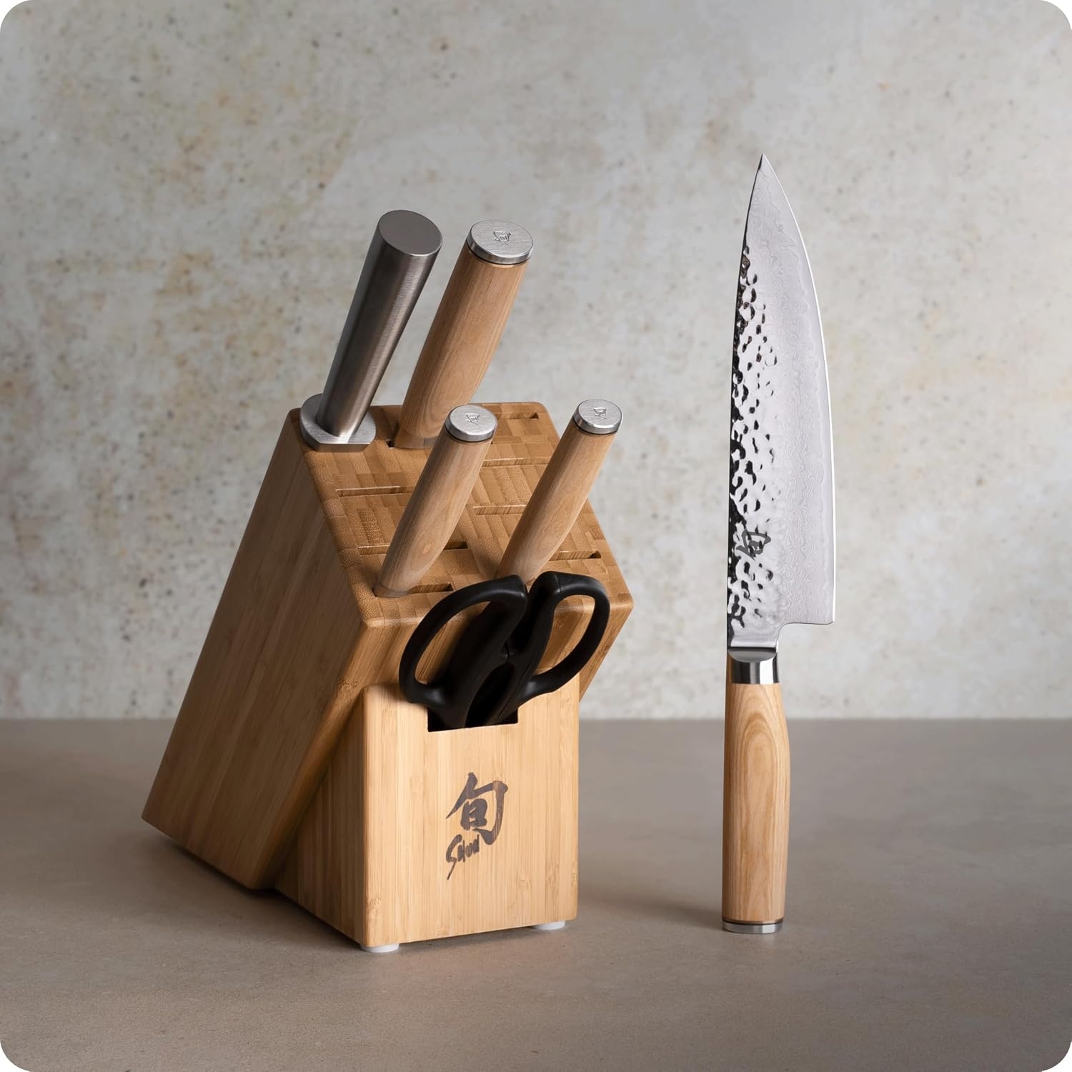 image:imageShun Premier Blonde 5 Piece Starter Block Set Includes 8 Chefs 4 Paring 65 Utility Knives Honing Steel amp Bamboo Knife Block Handcrafted Japanese Knife Set Pakkawood HandlesBlonde