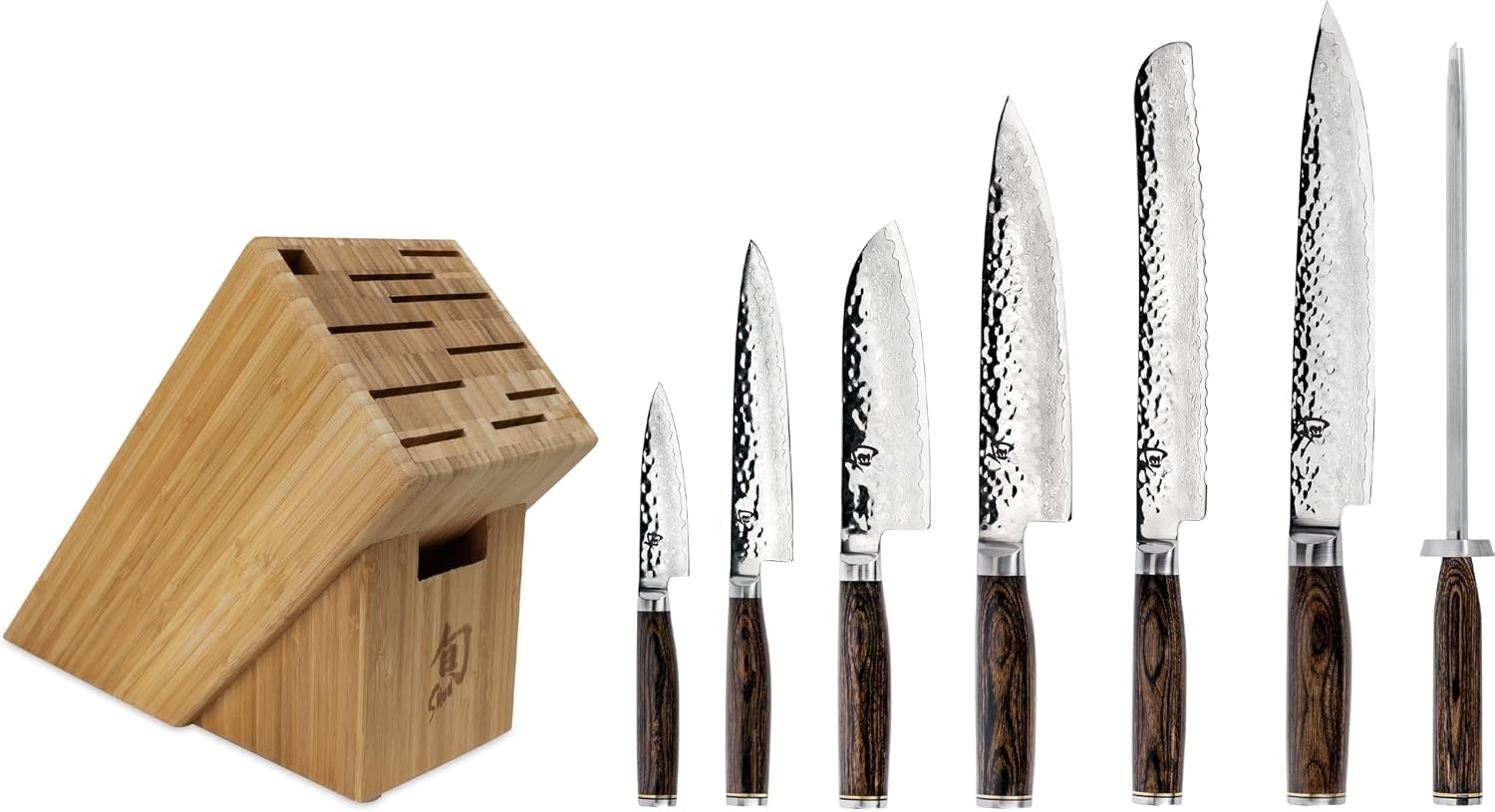 image:imageShun Premier Blonde 5 Piece Starter Block Set Includes 8 Chefs 4 Paring 65 Utility Knives Honing Steel amp Bamboo Knife Block Handcrafted Japanese Knife Set Pakkawood HandlesBrown