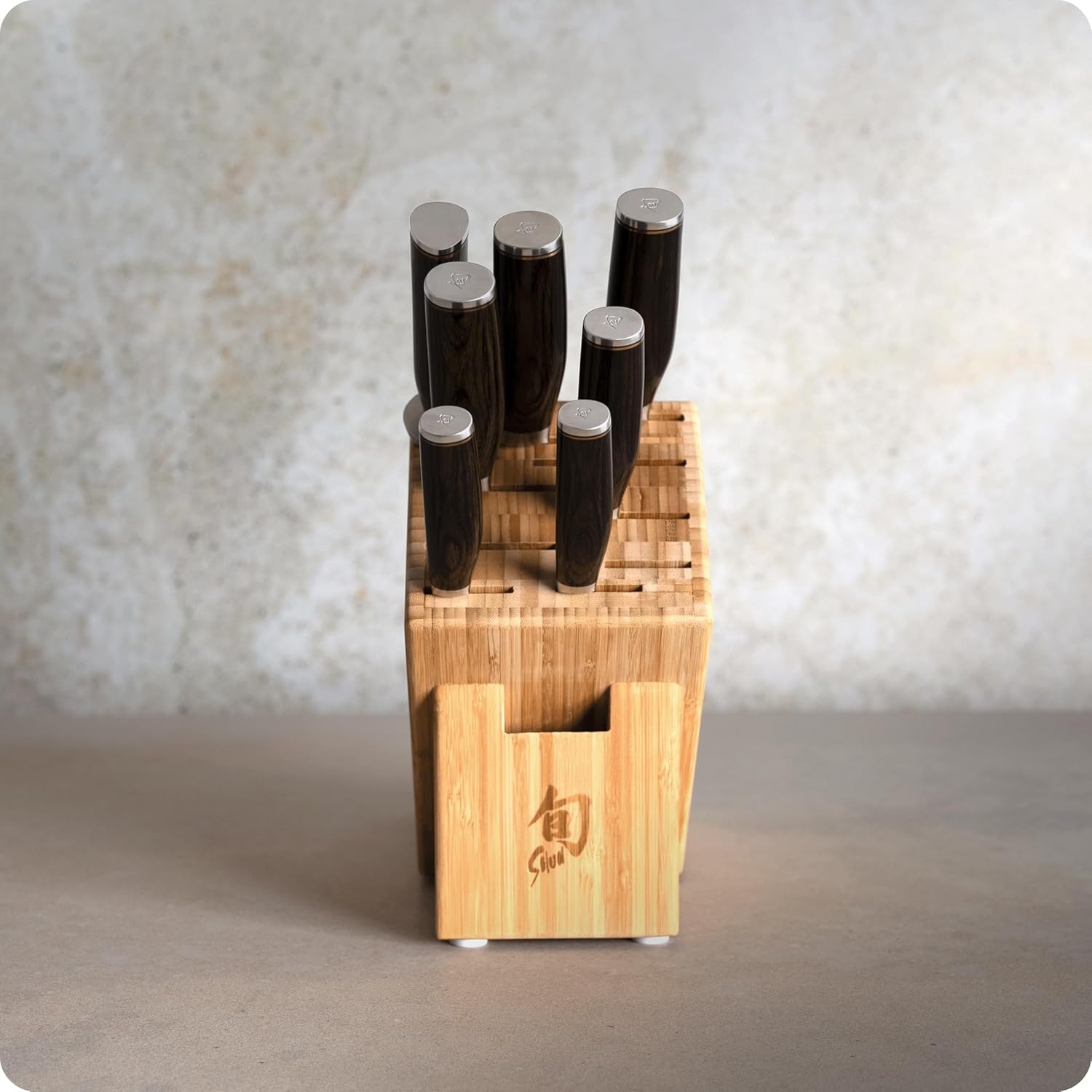 image:imageShun Premier Blonde 5 Piece Starter Block Set Includes 8 Chefs 4 Paring 65 Utility Knives Honing Steel amp Bamboo Knife Block Handcrafted Japanese Knife Set Pakkawood HandlesBrown