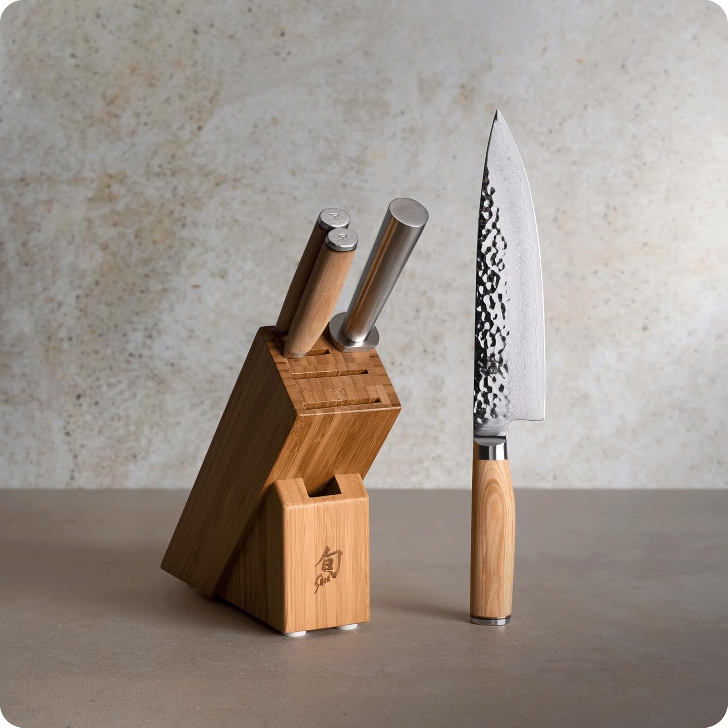 image:imageShun Premier Blonde 5 Piece Starter Block Set Includes 8 Chefs 4 Paring 65 Utility Knives Honing Steel amp Bamboo Knife Block Handcrafted Japanese Knife Set Pakkawood HandlesBlonde