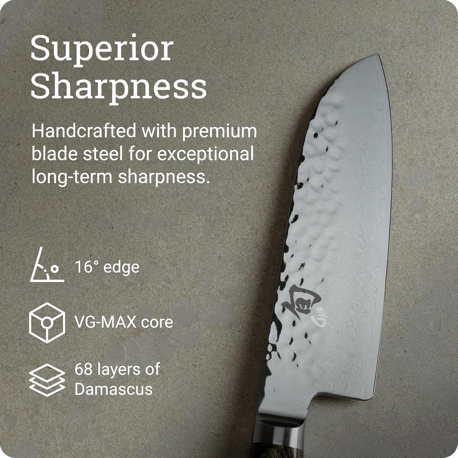 image:imageShun Premier Blonde 7 Santoku Knife Handcrafted and HandSharpened Japanese All Purpose Knife VGMAX Core with Damascus Stainless Steel Cladding Pakkawood Handle Versatile Japanese Cutting ToolBrown