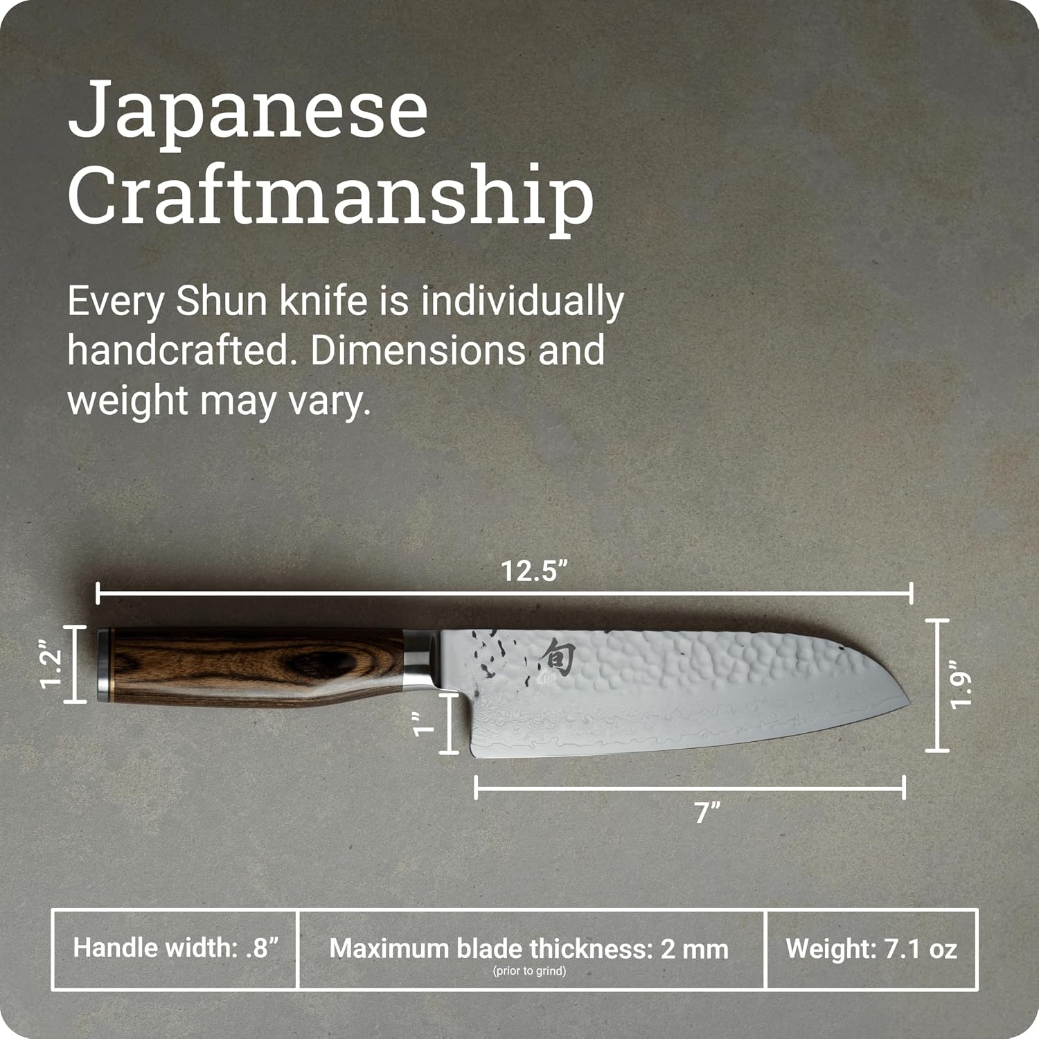 image:imageShun Premier Blonde 7 Santoku Knife Handcrafted and HandSharpened Japanese All Purpose Knife VGMAX Core with Damascus Stainless Steel Cladding Pakkawood Handle Versatile Japanese Cutting ToolBrown