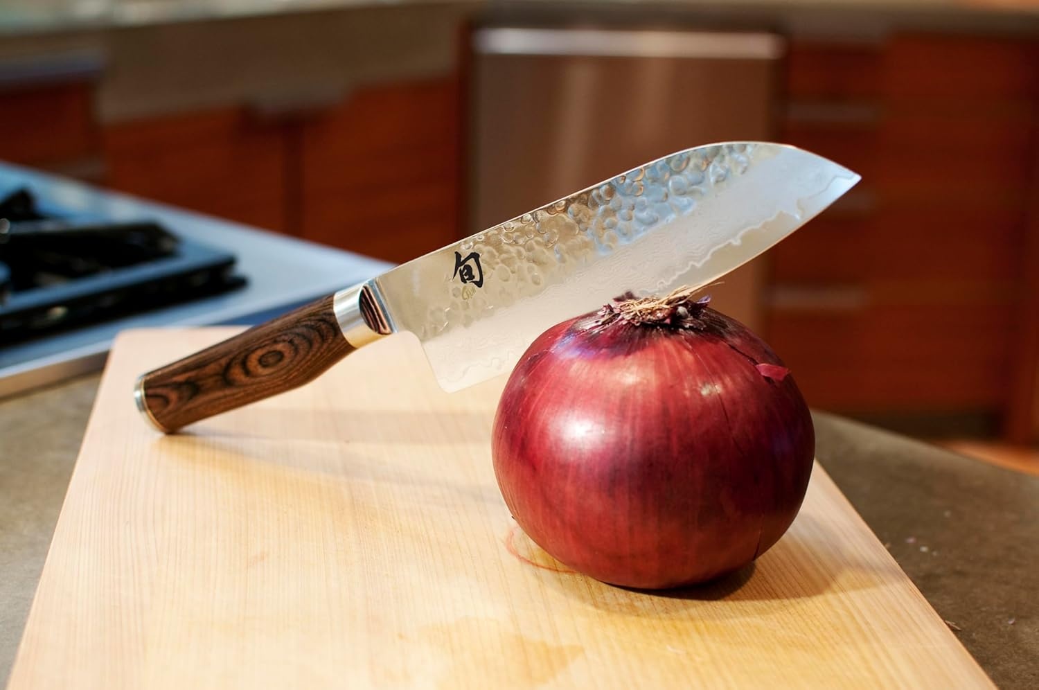 image:imageShun Premier Blonde 7 Santoku Knife Handcrafted and HandSharpened Japanese All Purpose Knife VGMAX Core with Damascus Stainless Steel Cladding Pakkawood Handle Versatile Japanese Cutting ToolBrown