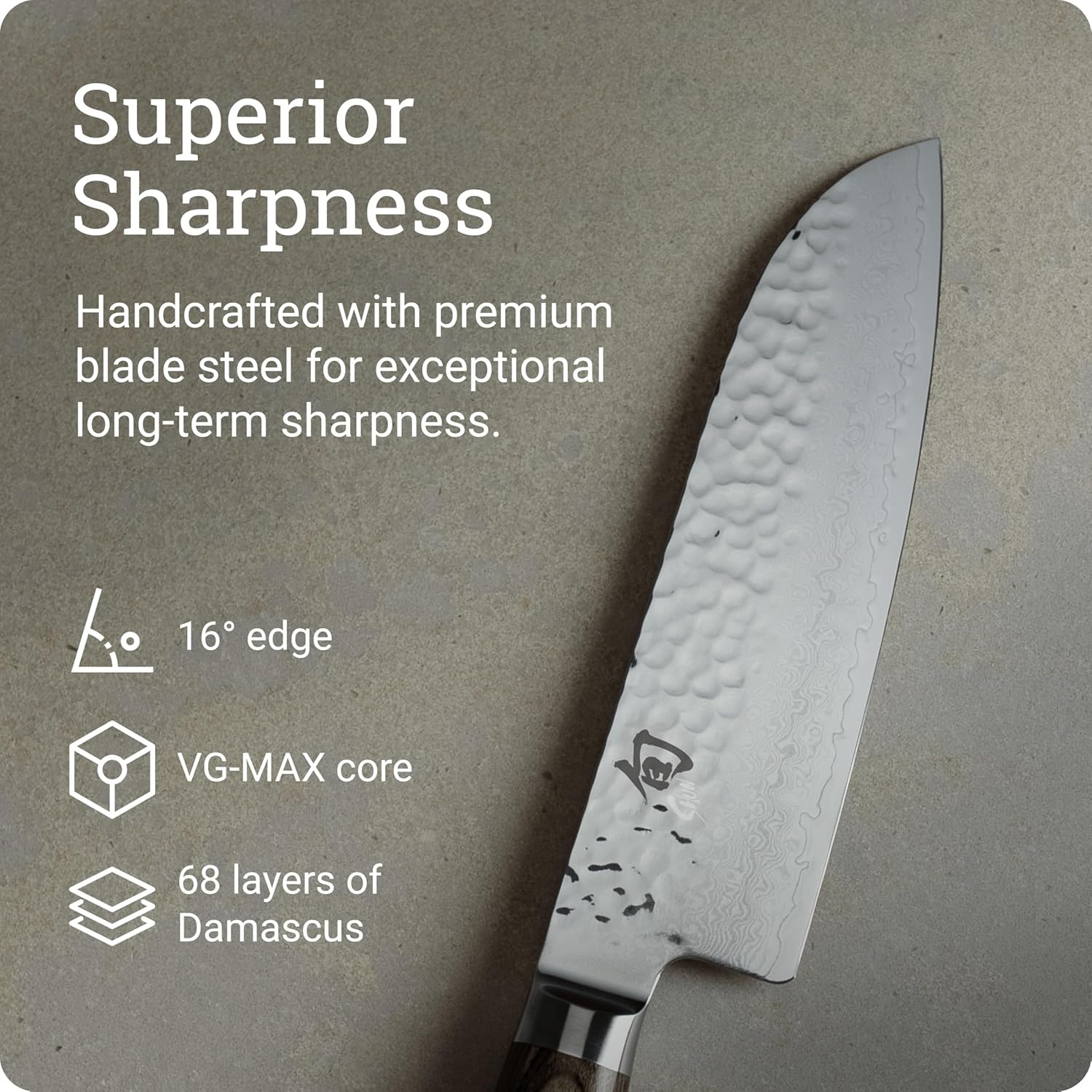 image:imageShun Premier Blonde 7 Santoku Knife Handcrafted and HandSharpened Japanese All Purpose Knife VGMAX Core with Damascus Stainless Steel Cladding Pakkawood Handle Versatile Japanese Cutting ToolBrown