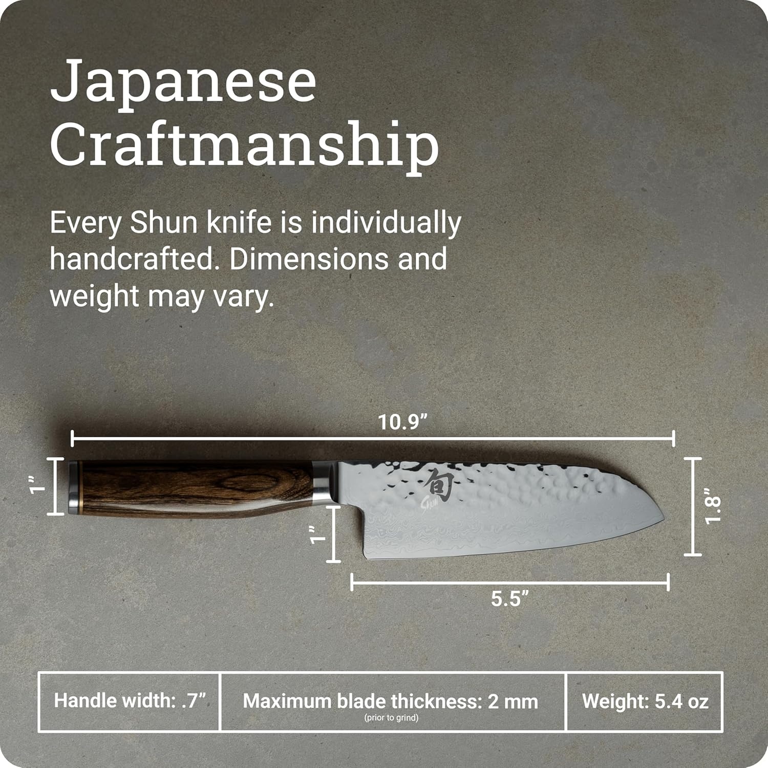 image:imageShun Premier Blonde 7 Santoku Knife Handcrafted and HandSharpened Japanese All Purpose Knife VGMAX Core with Damascus Stainless Steel Cladding Pakkawood Handle Versatile Japanese Cutting ToolBrown