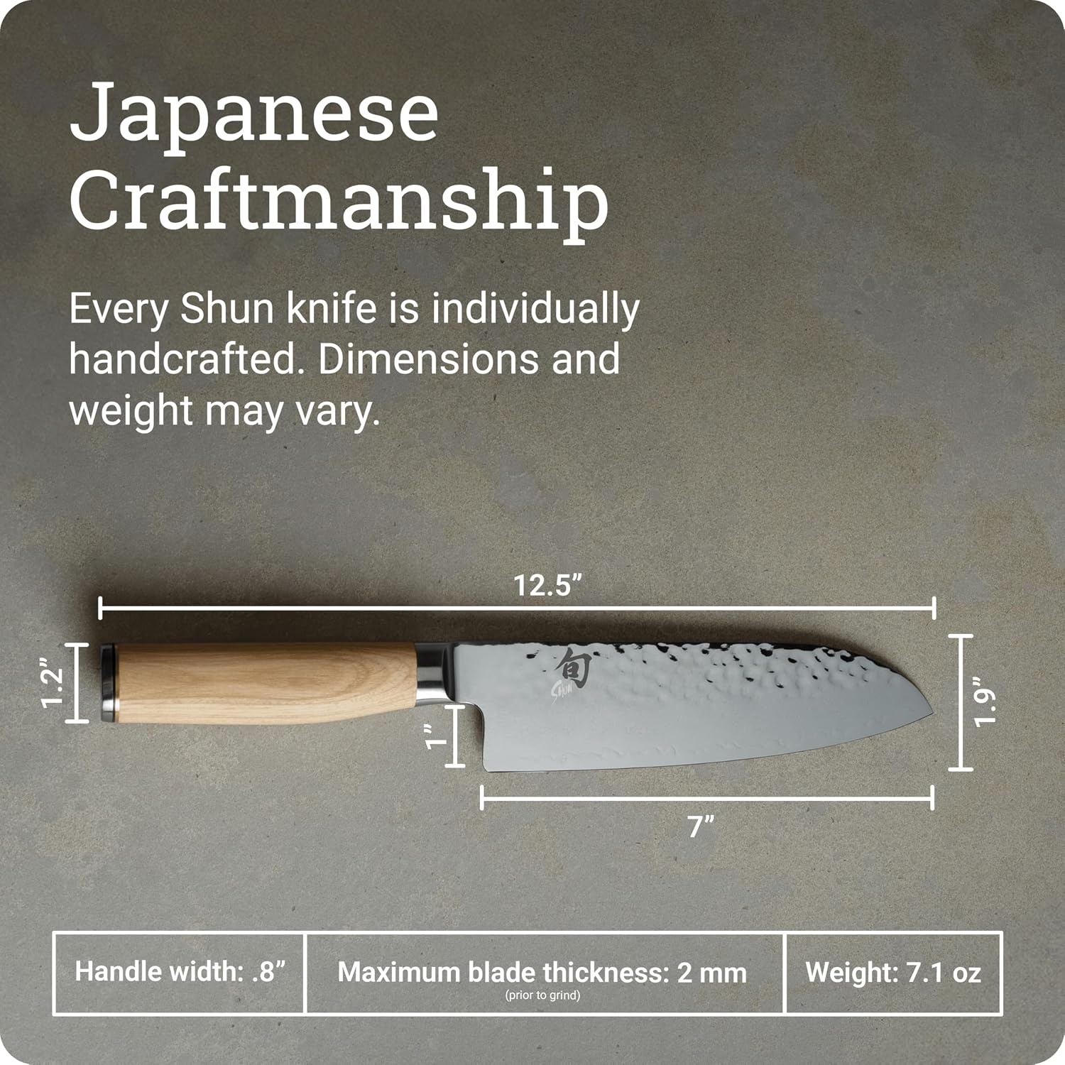 image:imageShun Premier Blonde 7 Santoku Knife Handcrafted and HandSharpened Japanese All Purpose Knife VGMAX Core with Damascus Stainless Steel Cladding Pakkawood Handle Versatile Japanese Cutting ToolBlonde