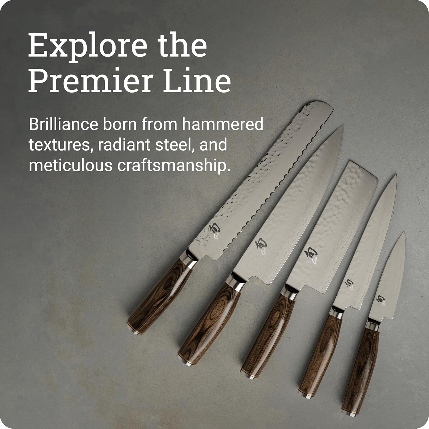 image:imageShun Premier Blonde 7 Santoku Knife Handcrafted and HandSharpened Japanese All Purpose Knife VGMAX Core with Damascus Stainless Steel Cladding Pakkawood Handle Versatile Japanese Cutting ToolBrown