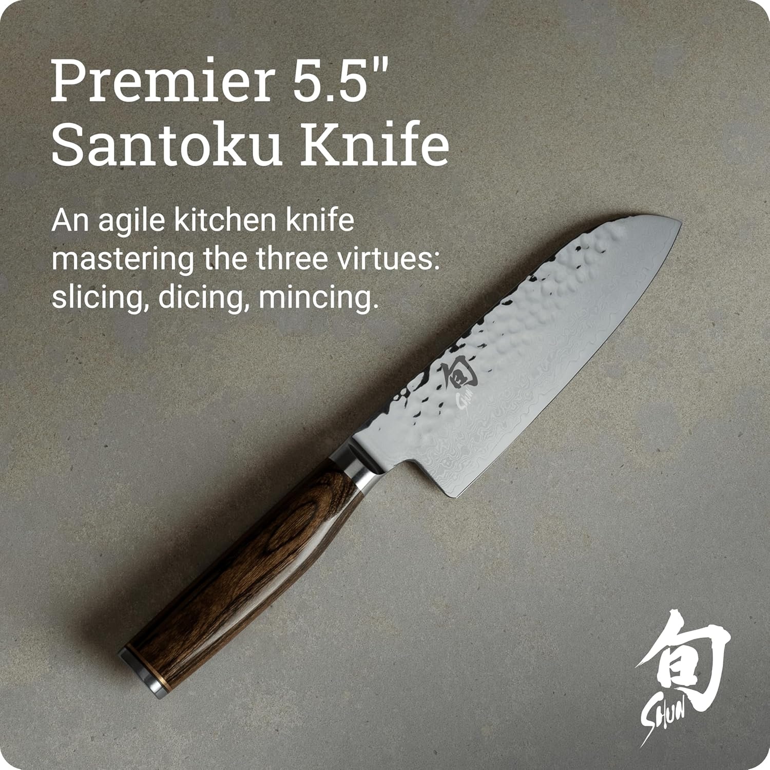 image:imageShun Premier Blonde 7 Santoku Knife Handcrafted and HandSharpened Japanese All Purpose Knife VGMAX Core with Damascus Stainless Steel Cladding Pakkawood Handle Versatile Japanese Cutting ToolBrown