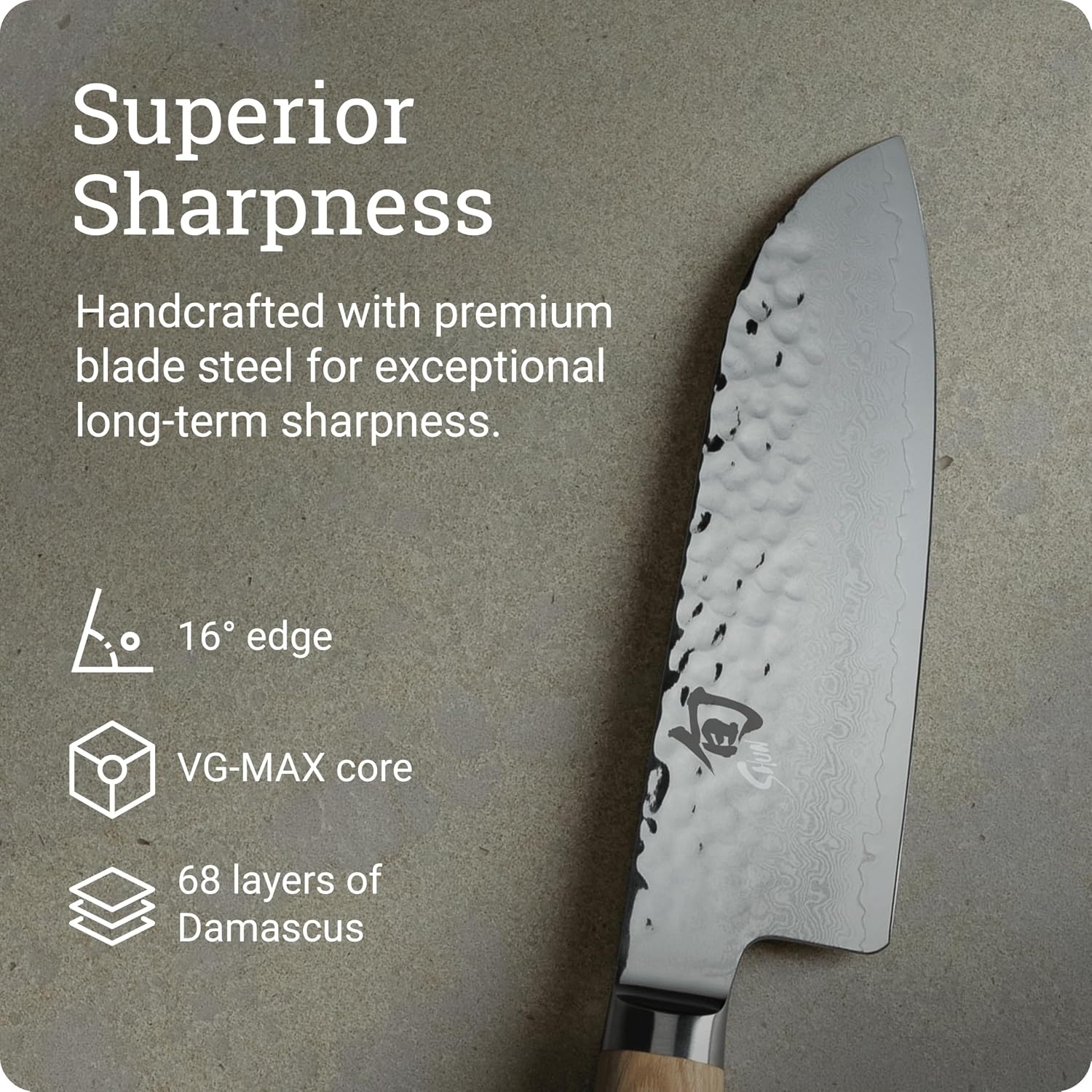 image:imageShun Premier Blonde 7 Santoku Knife Handcrafted and HandSharpened Japanese All Purpose Knife VGMAX Core with Damascus Stainless Steel Cladding Pakkawood Handle Versatile Japanese Cutting ToolBlonde