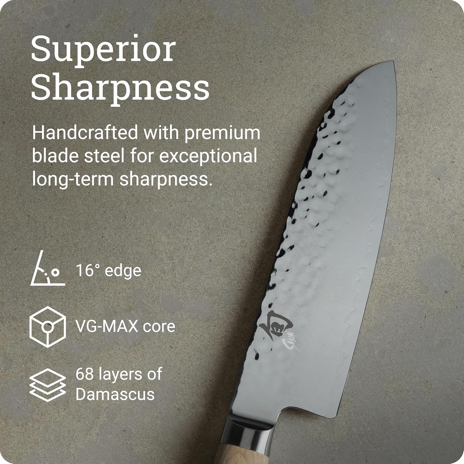 image:imageShun Premier Blonde 7 Santoku Knife Handcrafted and HandSharpened Japanese All Purpose Knife VGMAX Core with Damascus Stainless Steel Cladding Pakkawood Handle Versatile Japanese Cutting ToolBlonde